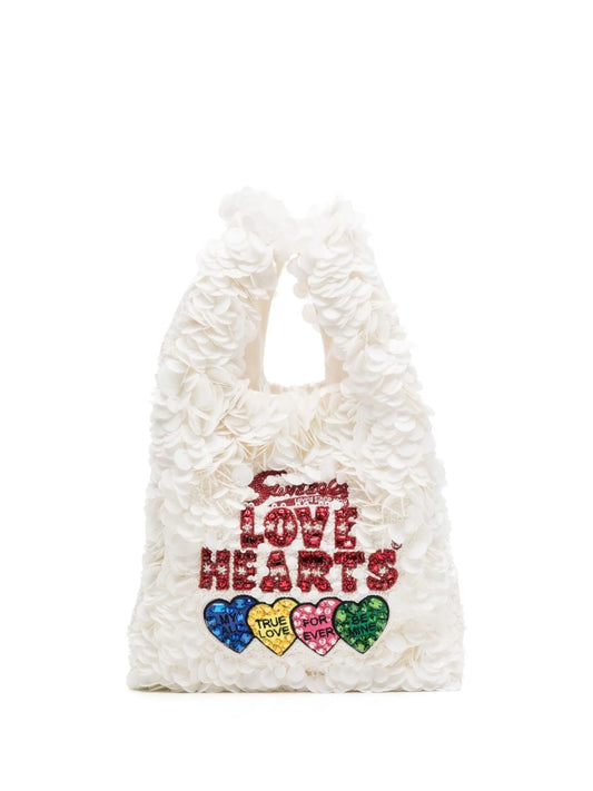 Love Hearts embroidered tote bag