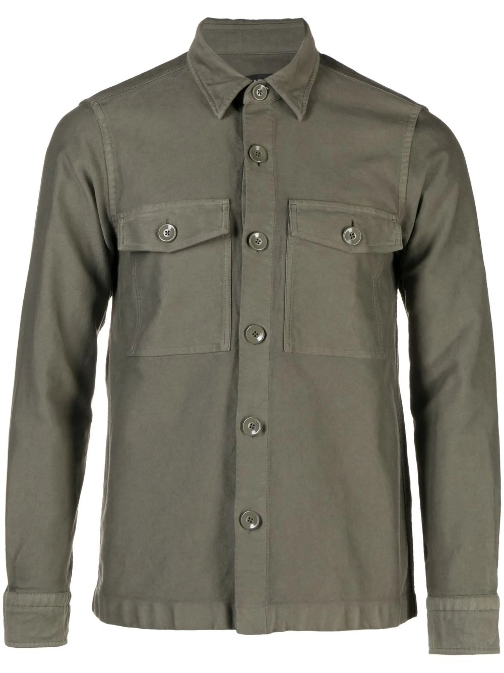 long-sleeve button-fastening shirt