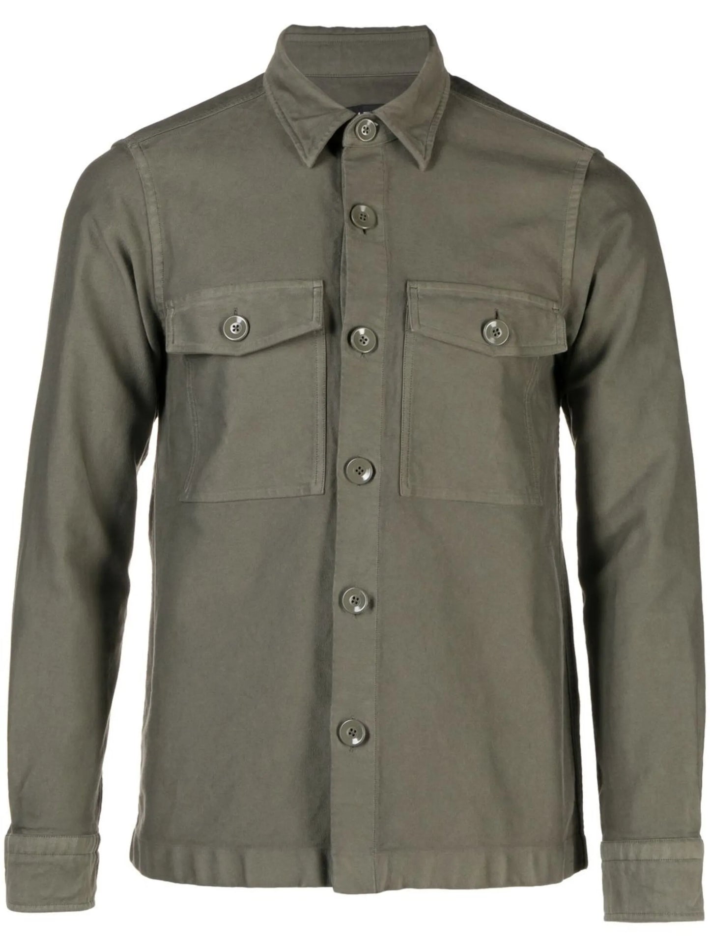 long-sleeve button-fastening shirt