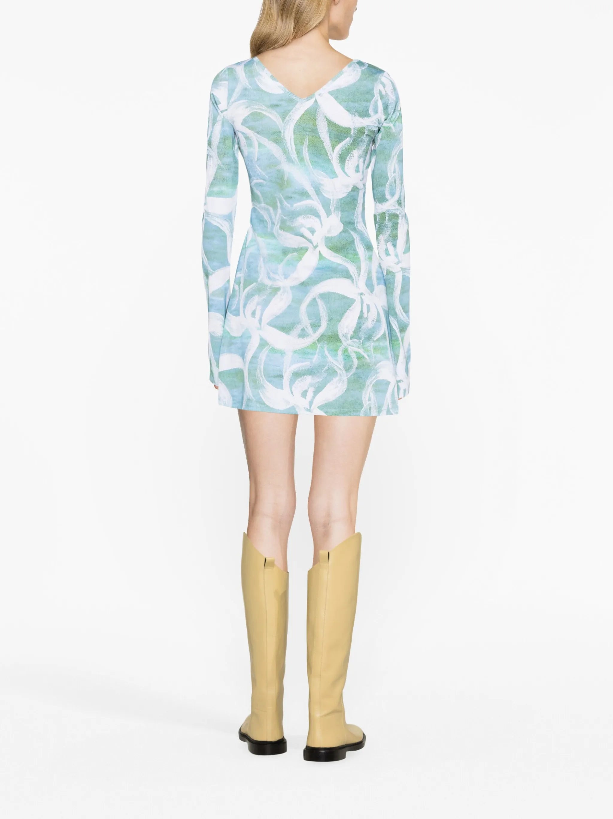 White Flower print minidress