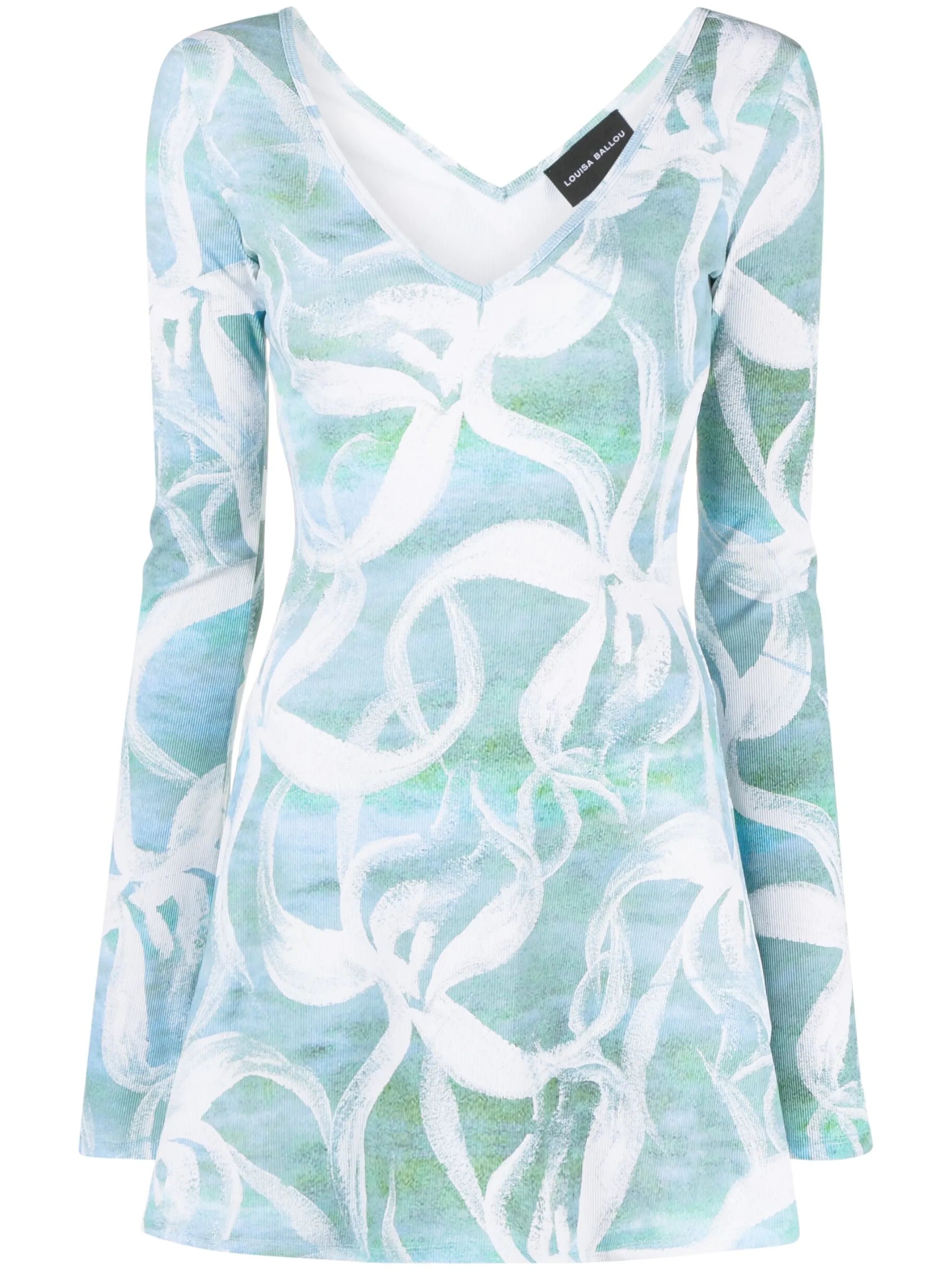 White Flower print minidress