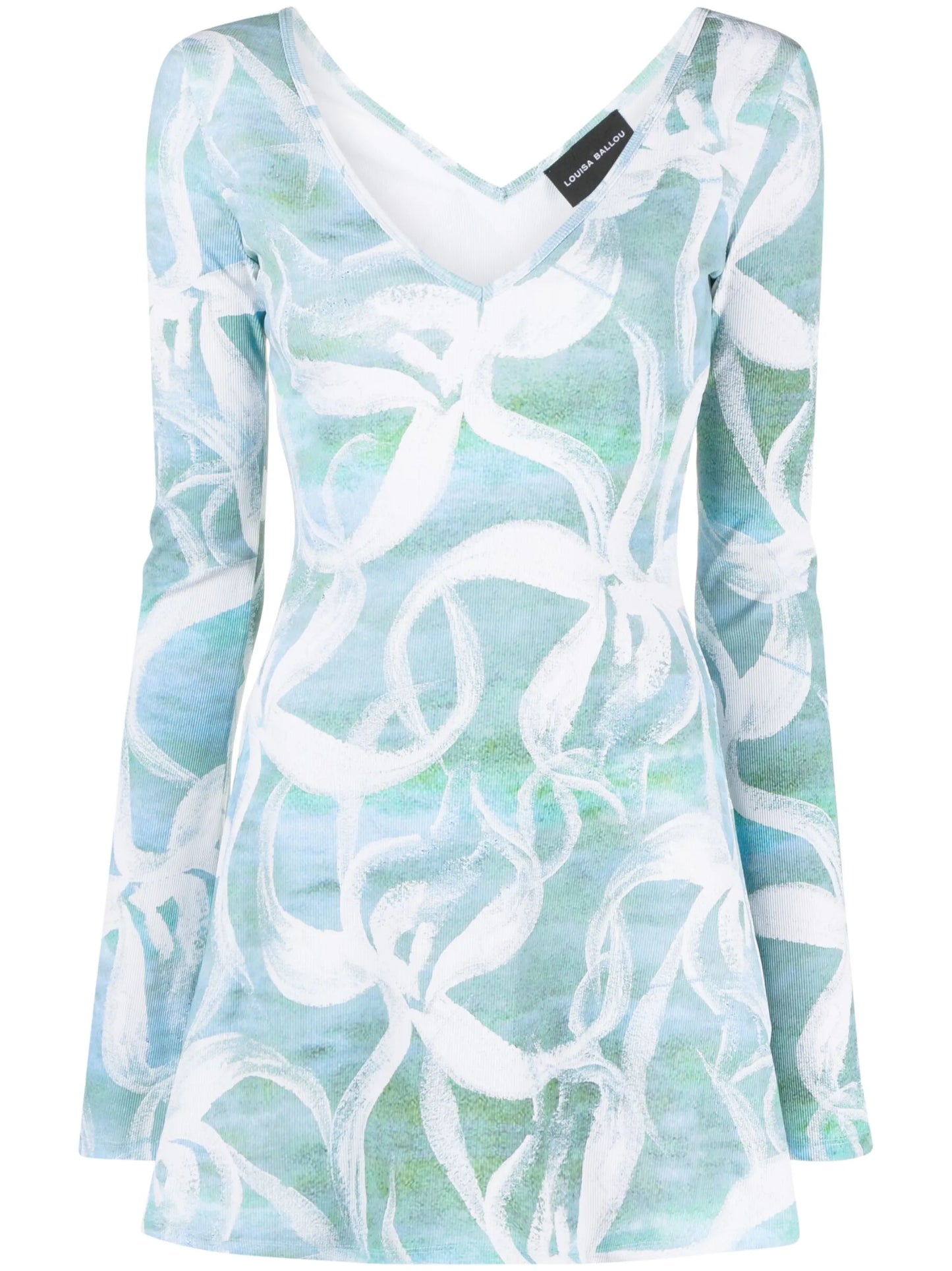 White Flower print minidress