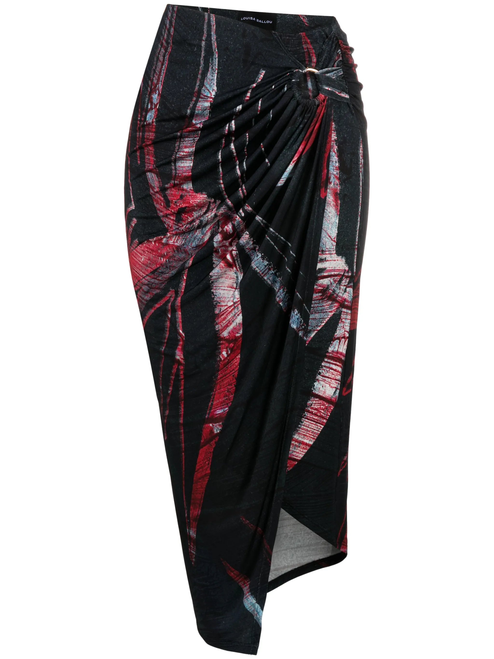 Coastline draped asymmetric midi skirt