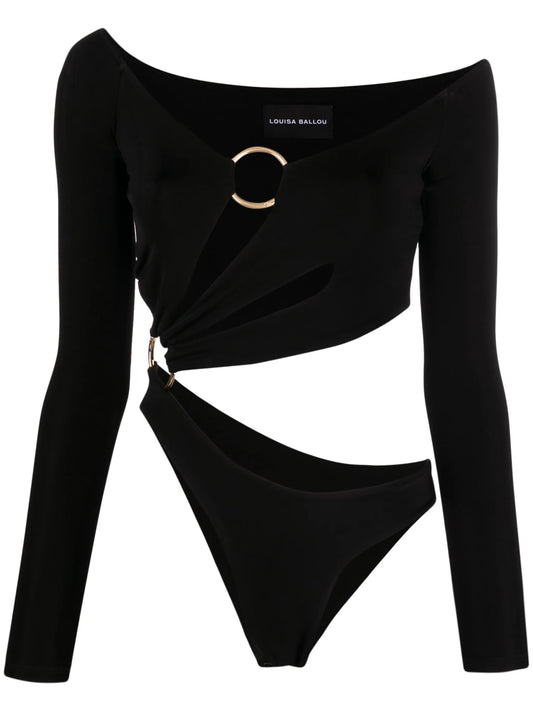 cut-out asymmetric jersey top