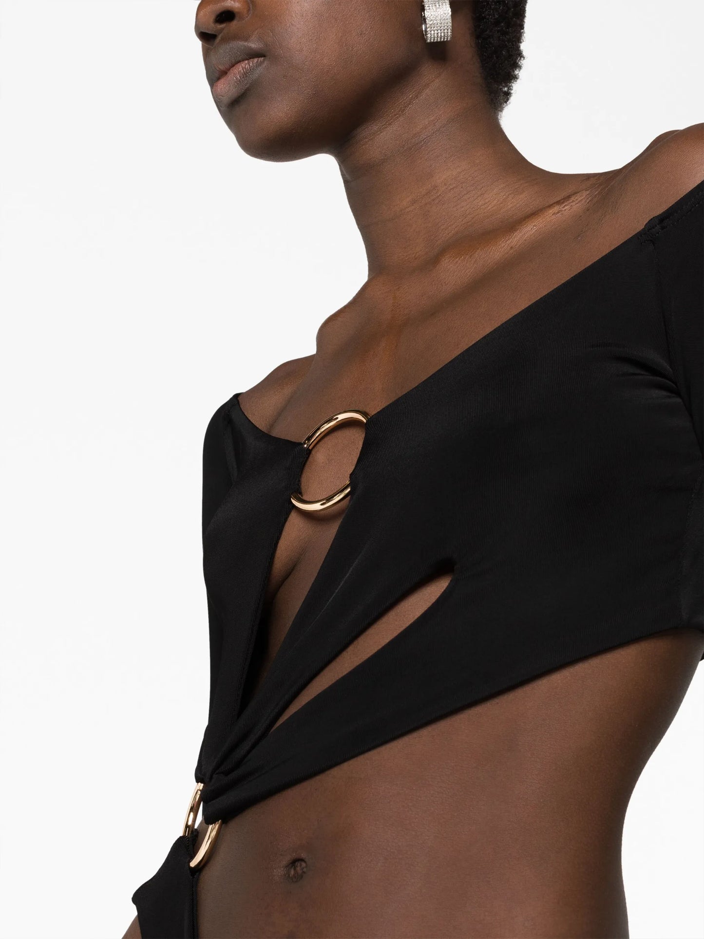 cut-out asymmetric jersey top