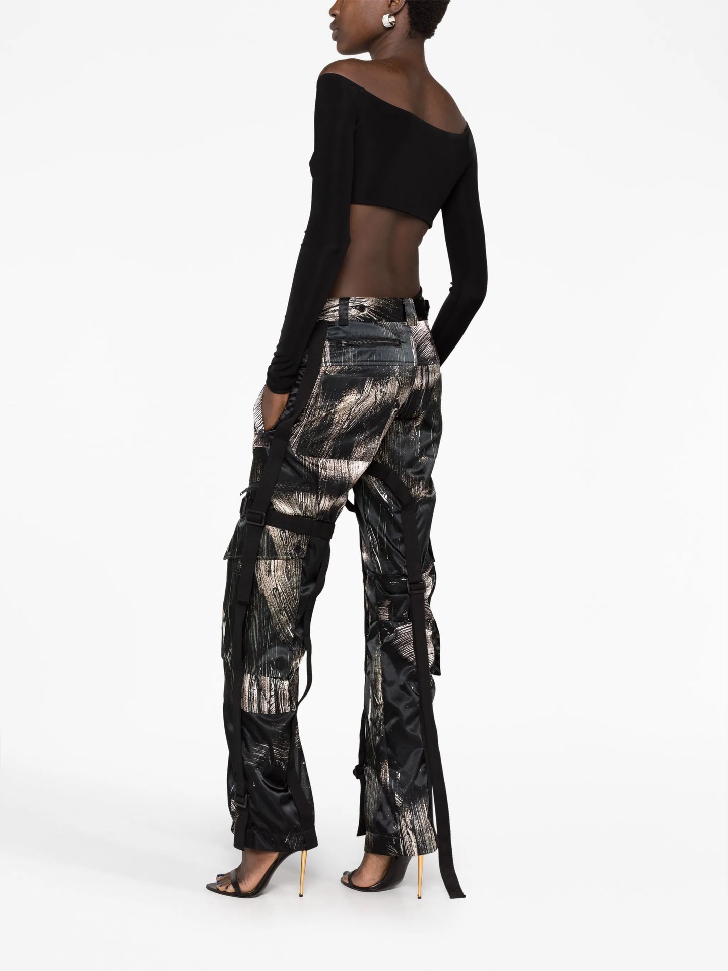cut-out asymmetric jersey top