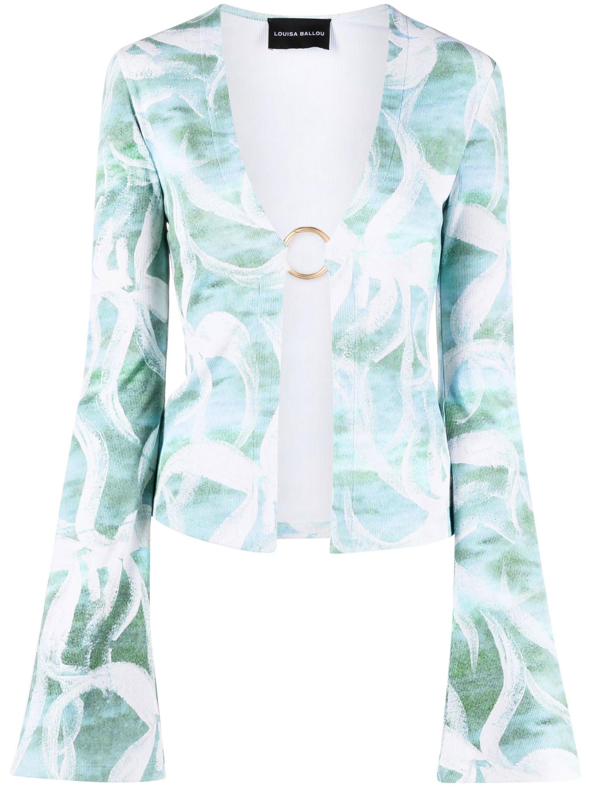 ring-detail ribbed blouse