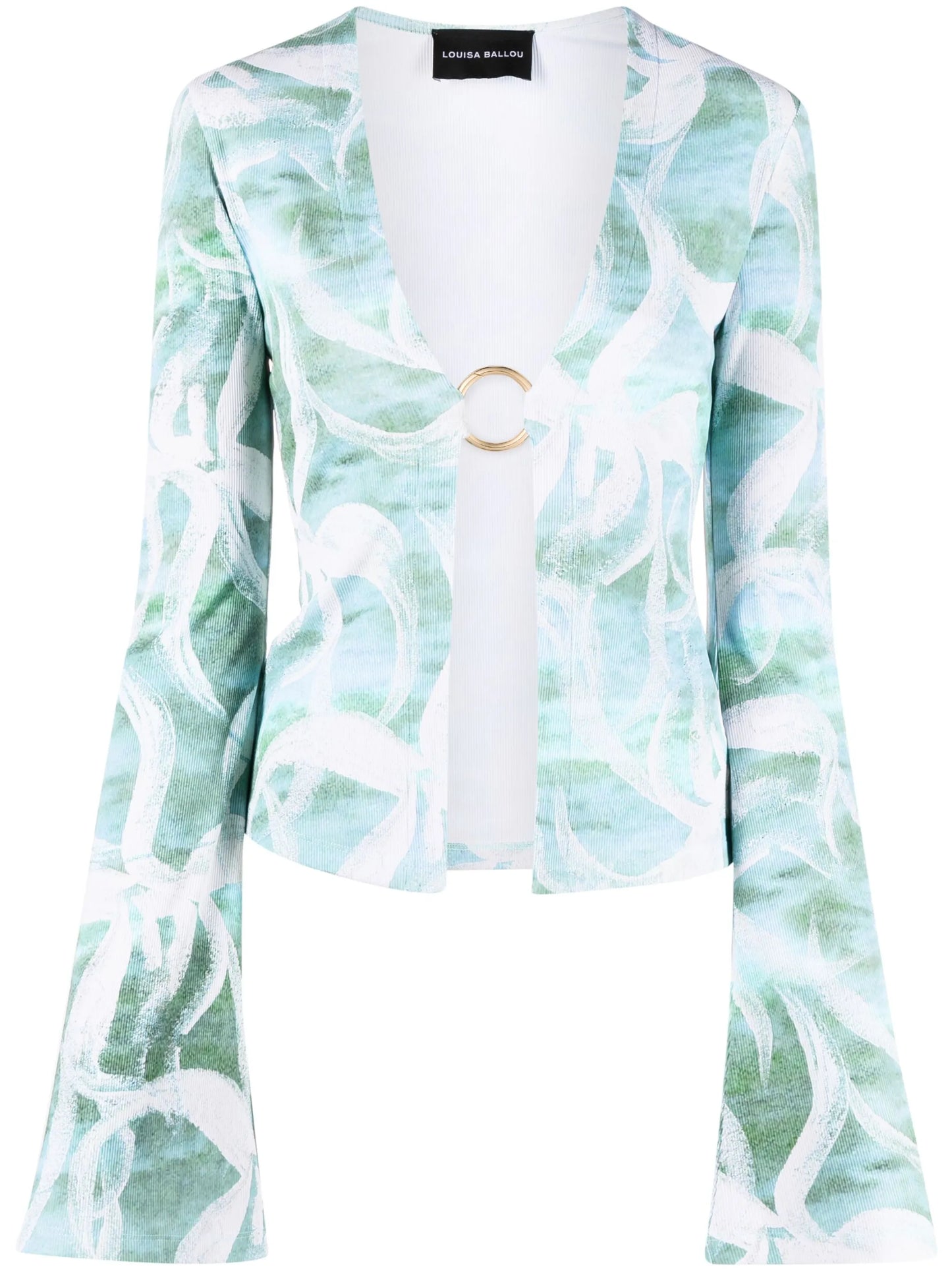 ring-detail ribbed blouse