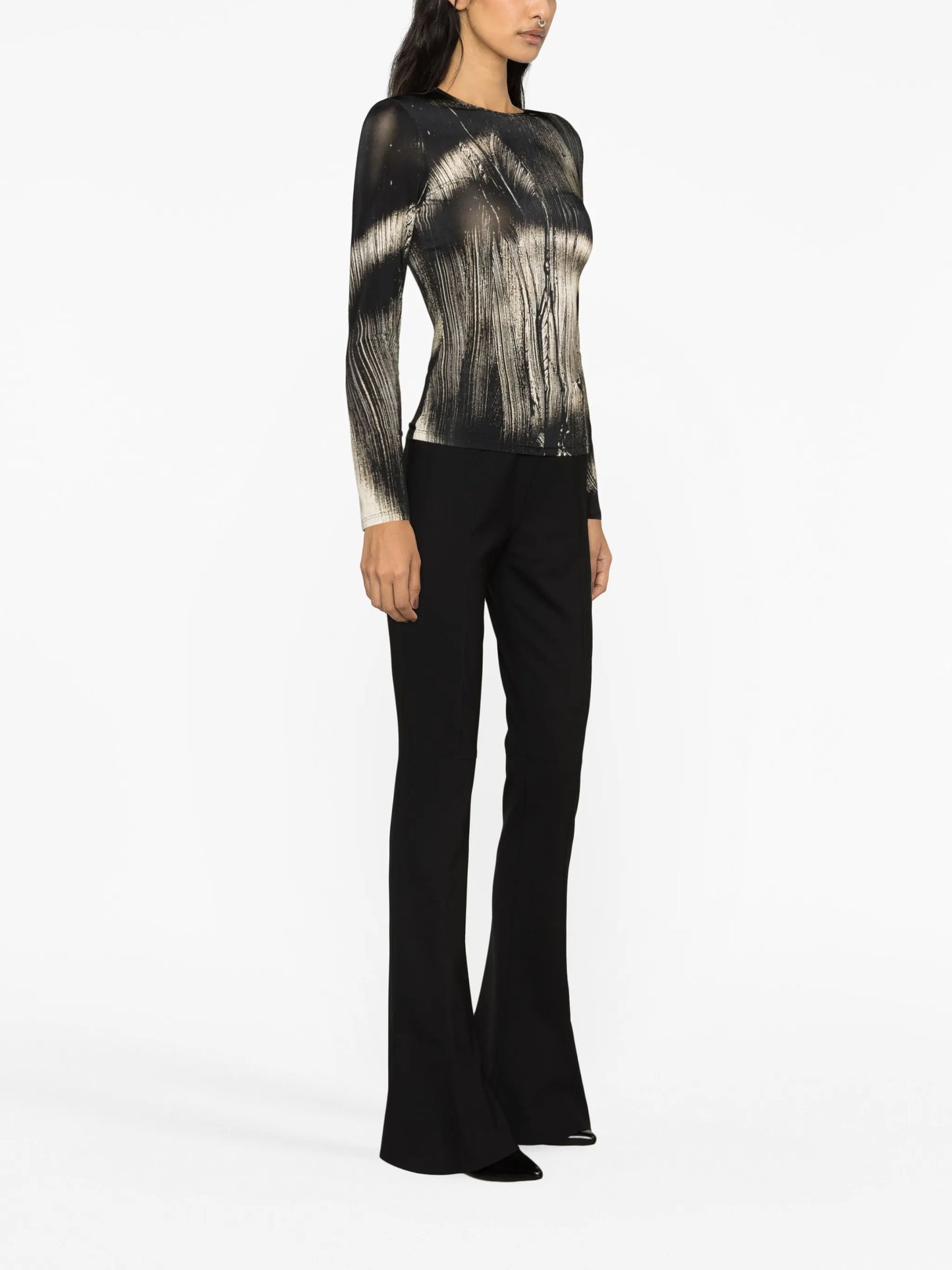 abstract-print long-sleeve T-shirt