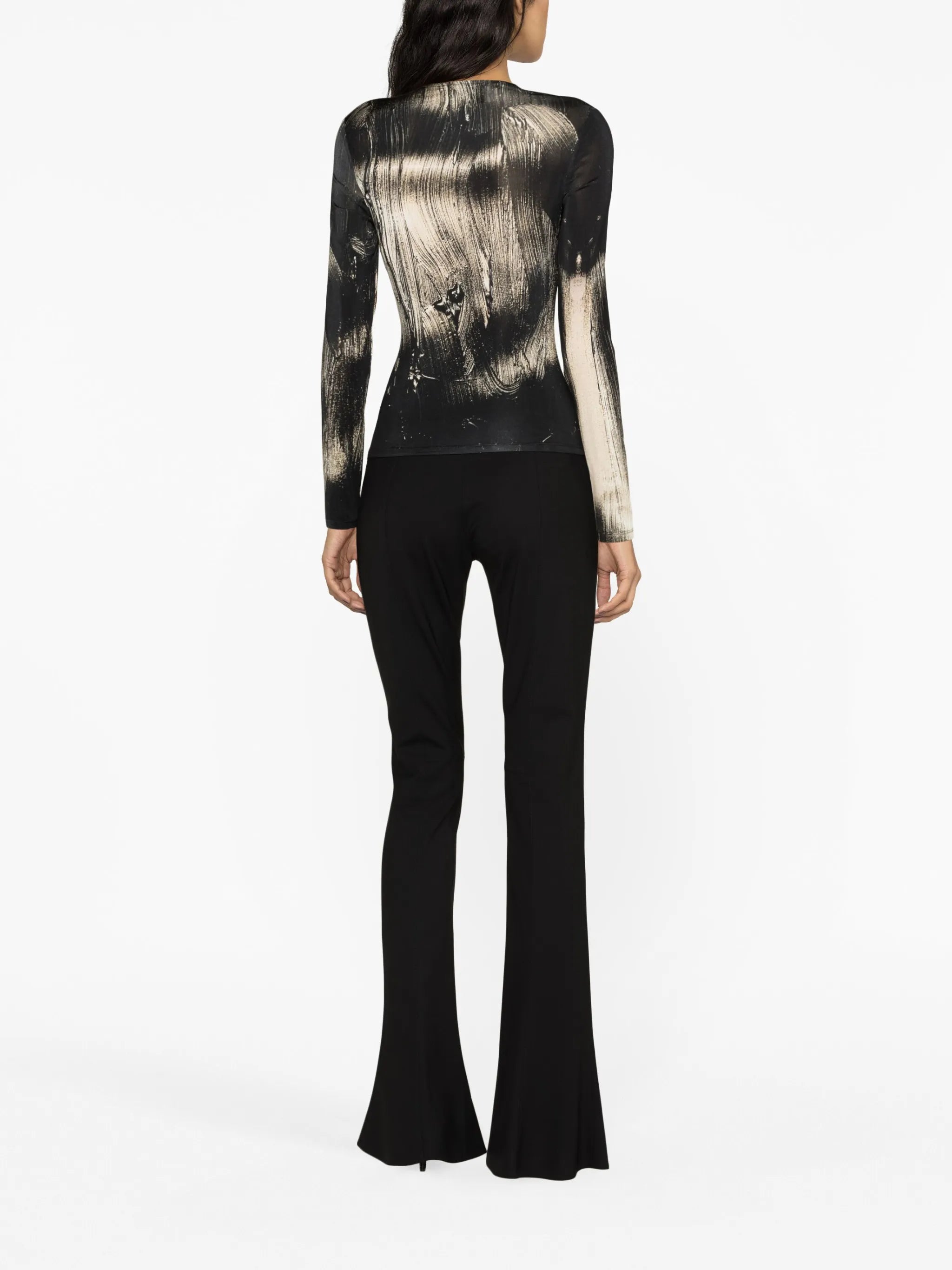 abstract-print long-sleeve T-shirt