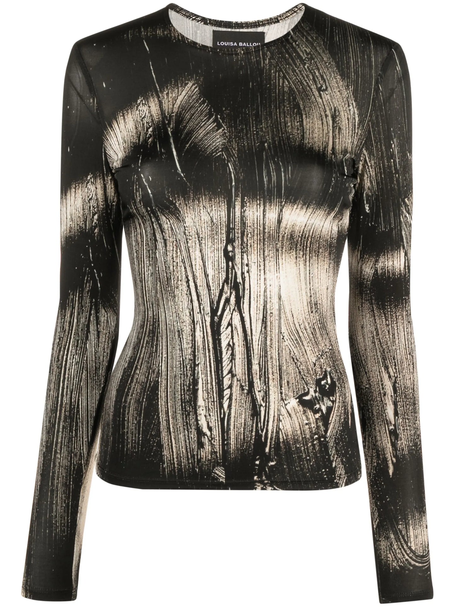 abstract-print long-sleeve T-shirt