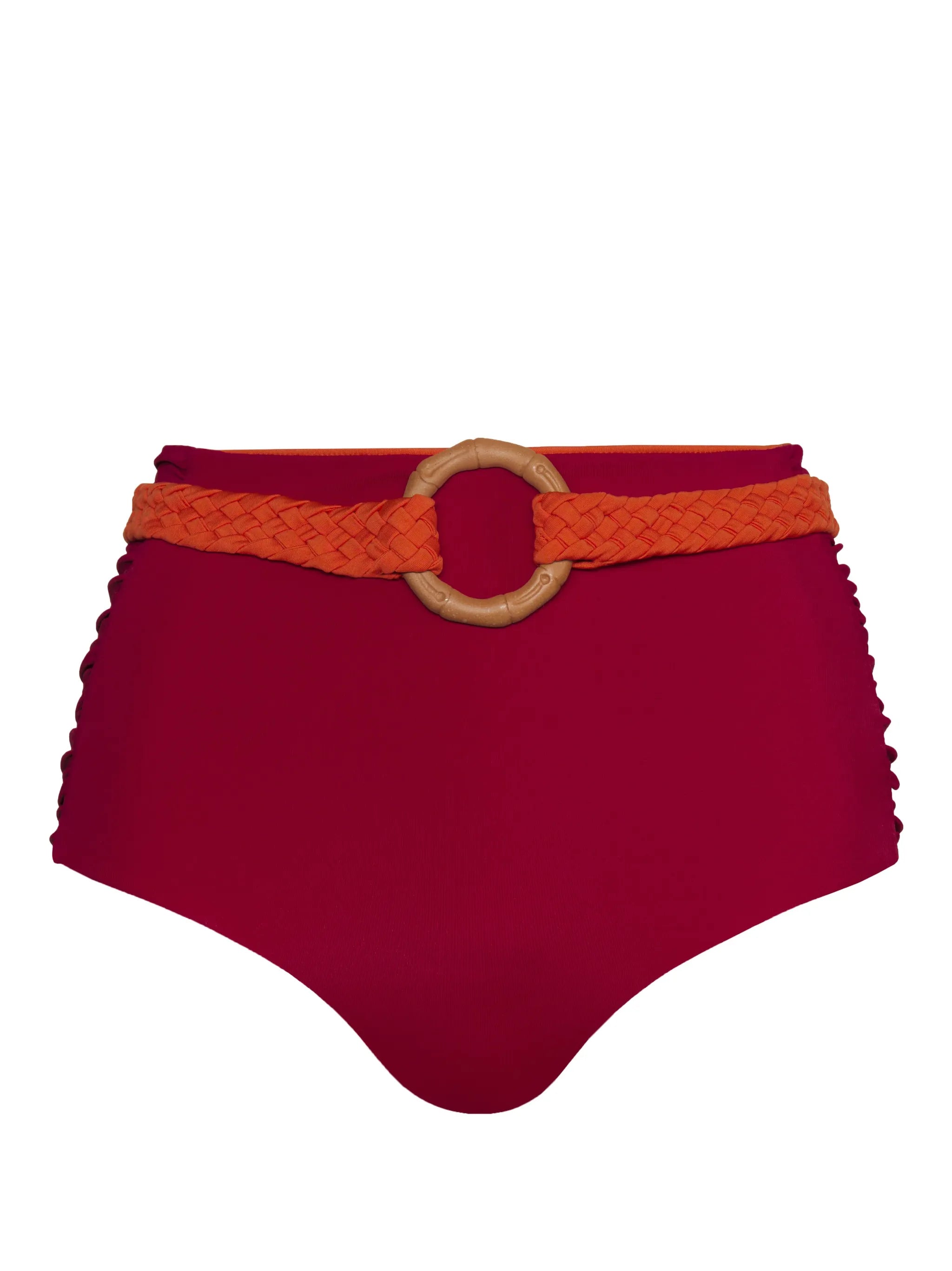 belted-waist reversible bikini bottoms