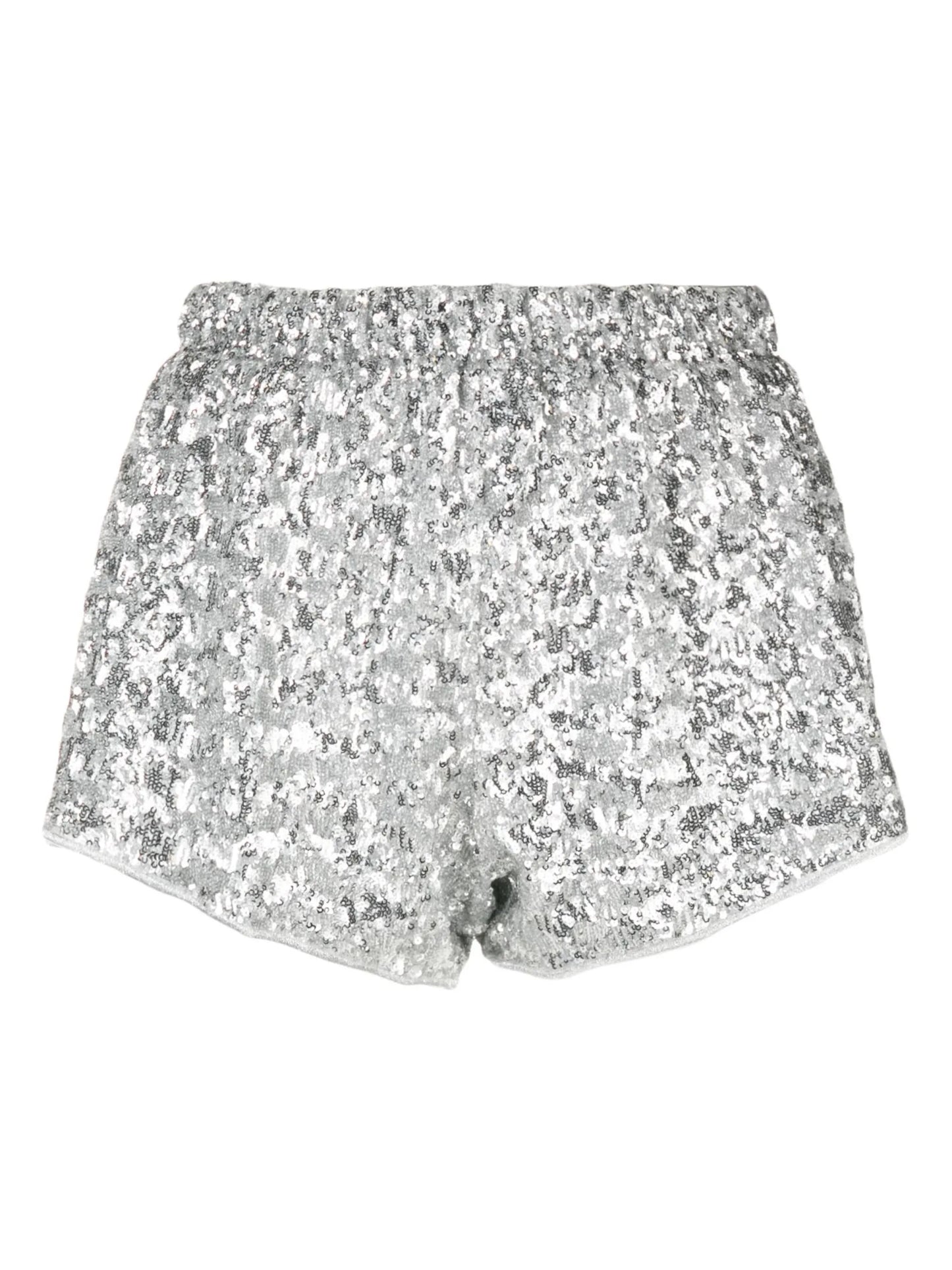 sequinned elastic-waistband shorts