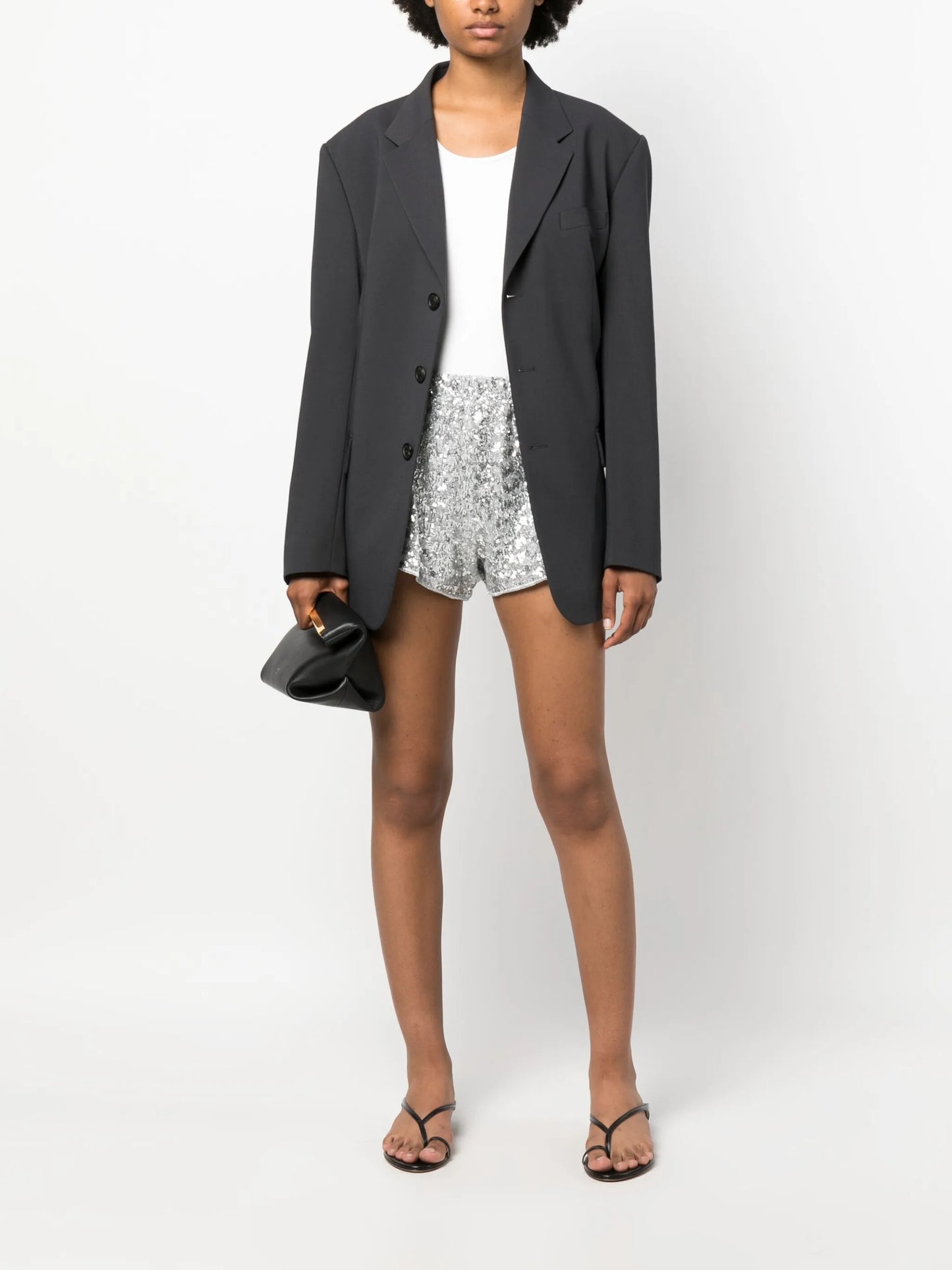 sequinned elastic-waistband shorts
