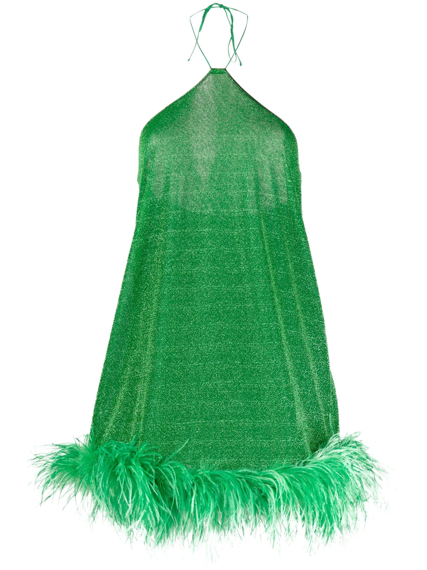 lurex-detail feather-trim dress
