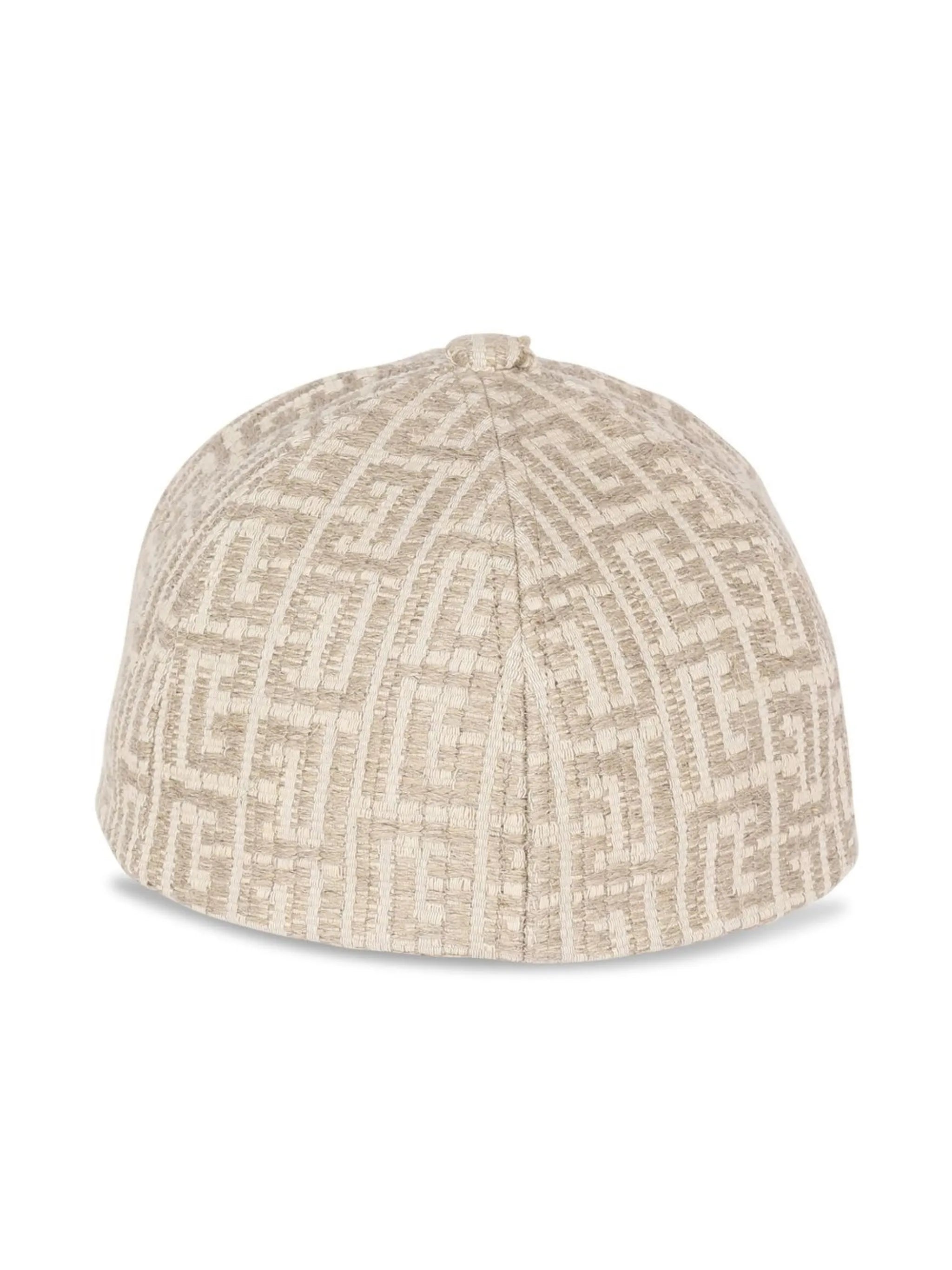 monogram-pattern linen cap