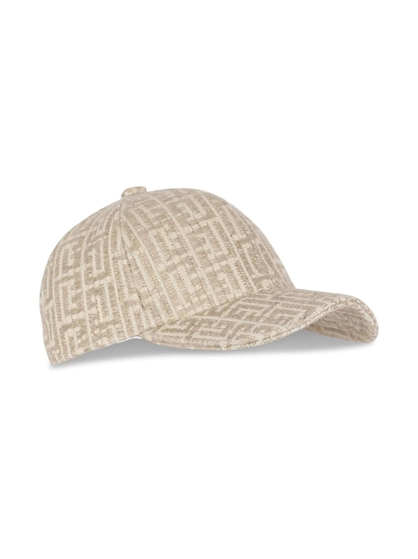 monogram-pattern linen cap