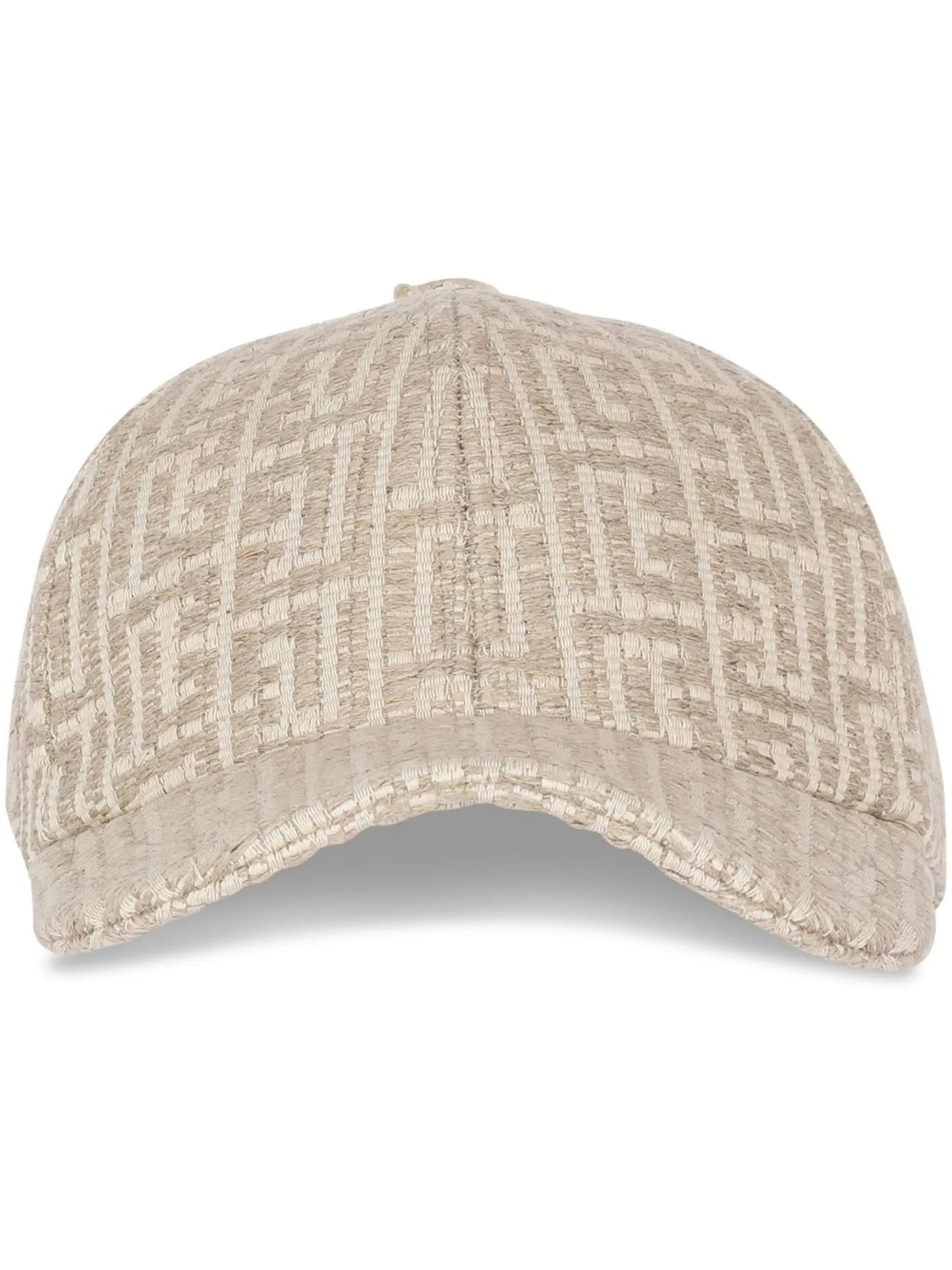 monogram-pattern linen cap