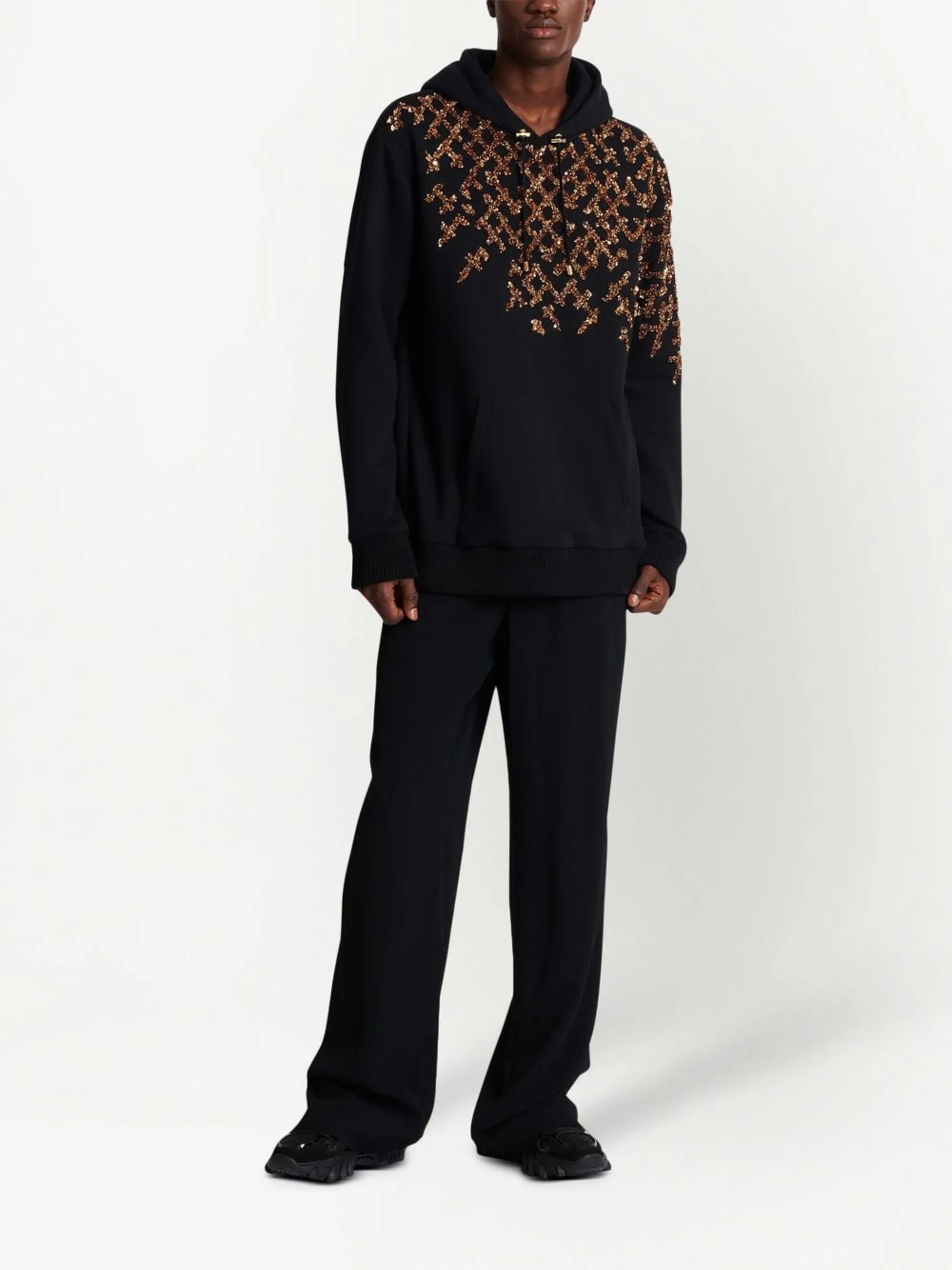 sequin-embellishment cotton hoodie