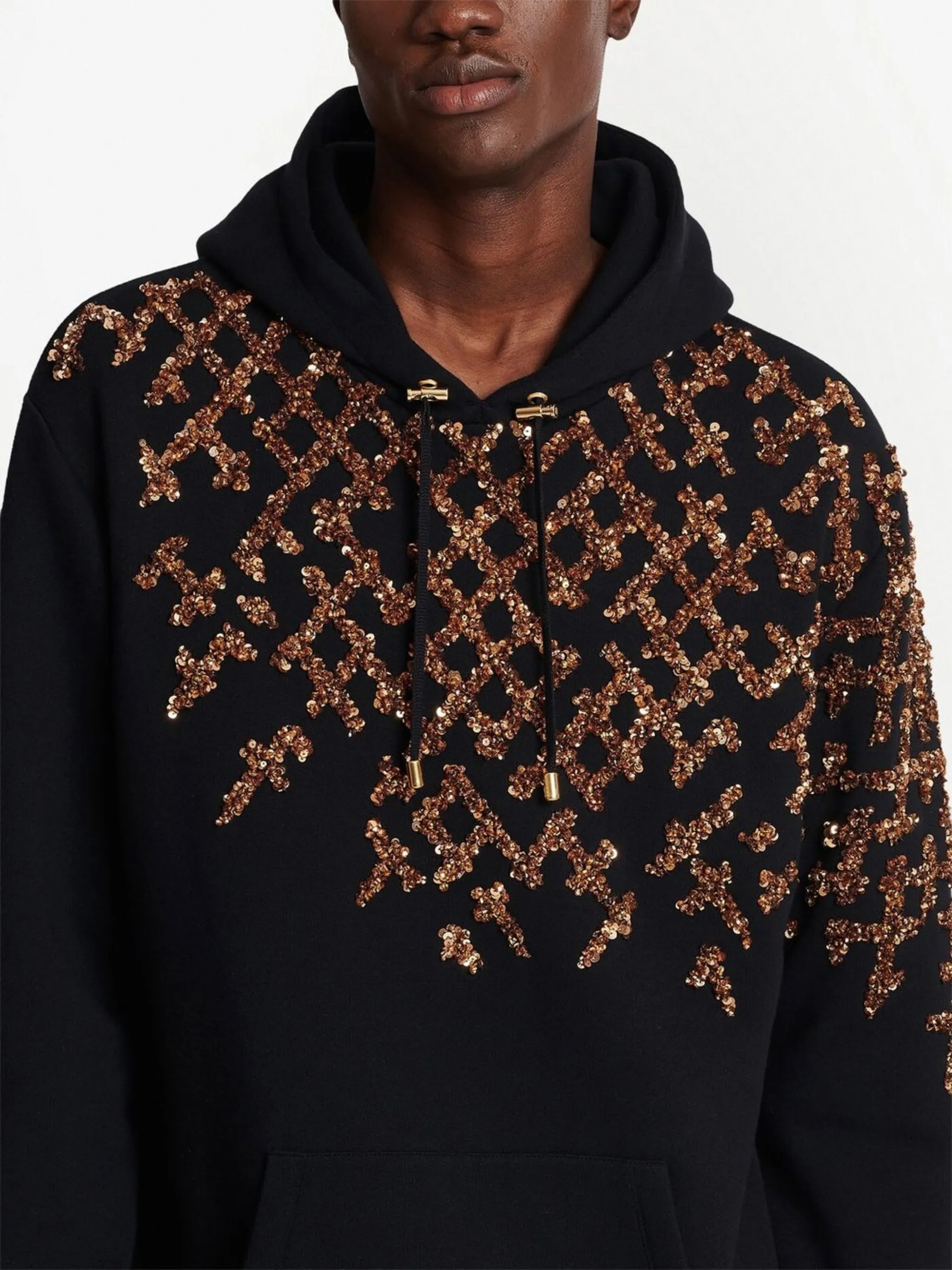 sequin-embellishment cotton hoodie
