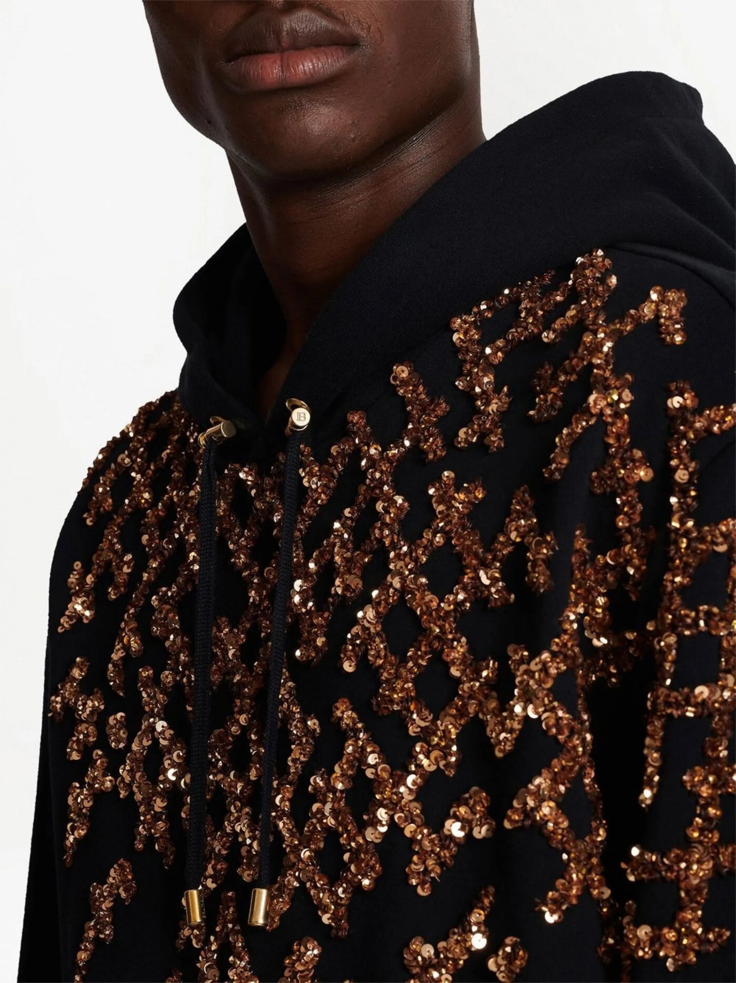 sequin-embellishment cotton hoodie