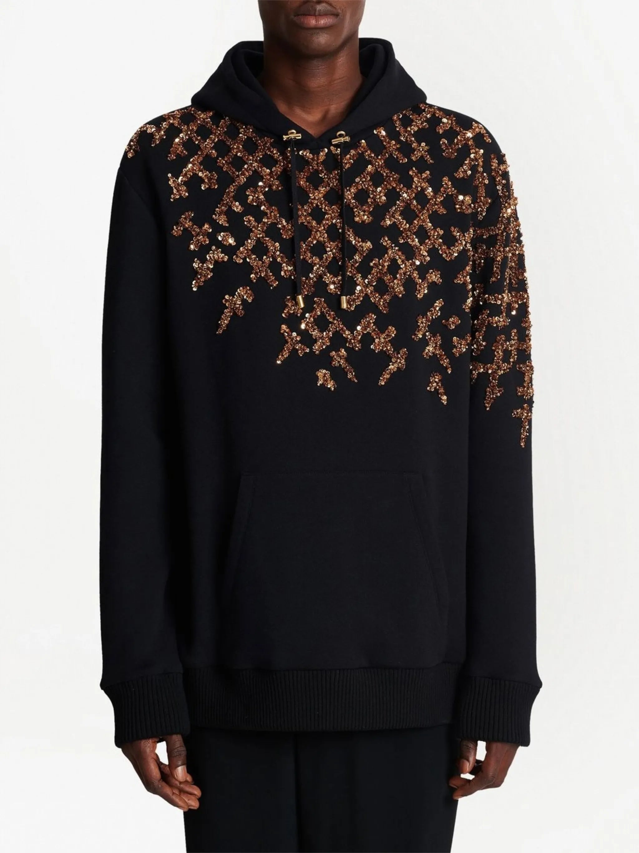 sequin-embellishment cotton hoodie