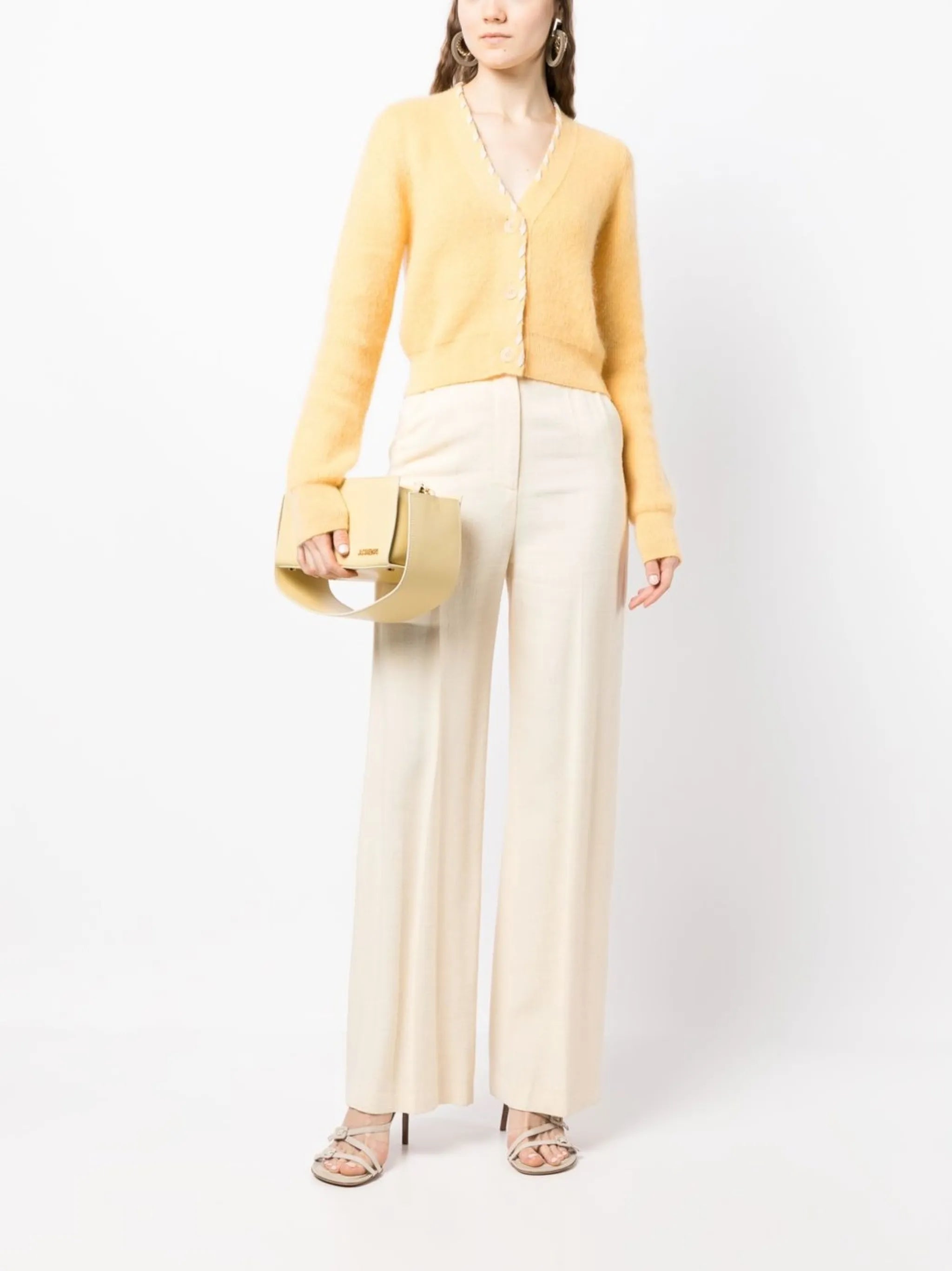 Lazo braid-trim V-neck cardigan
