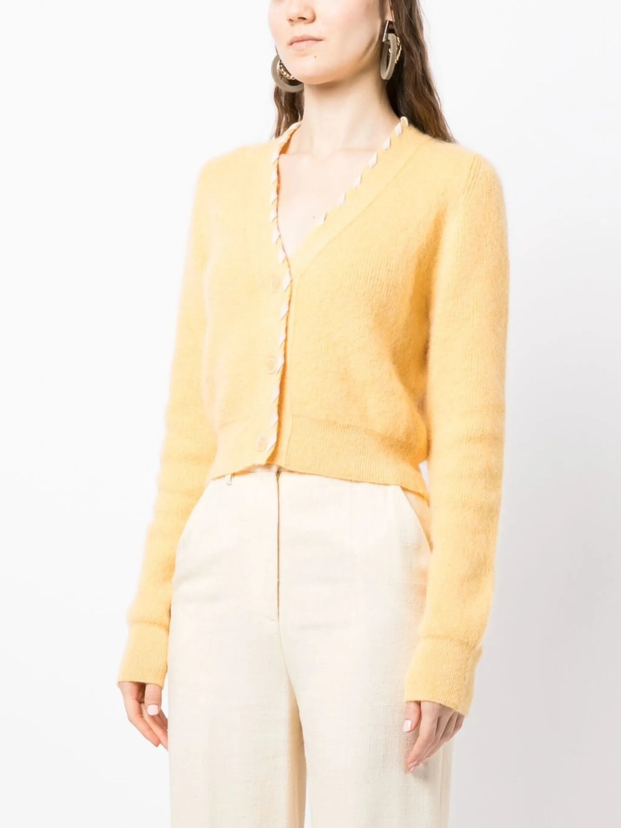 Lazo braid-trim V-neck cardigan