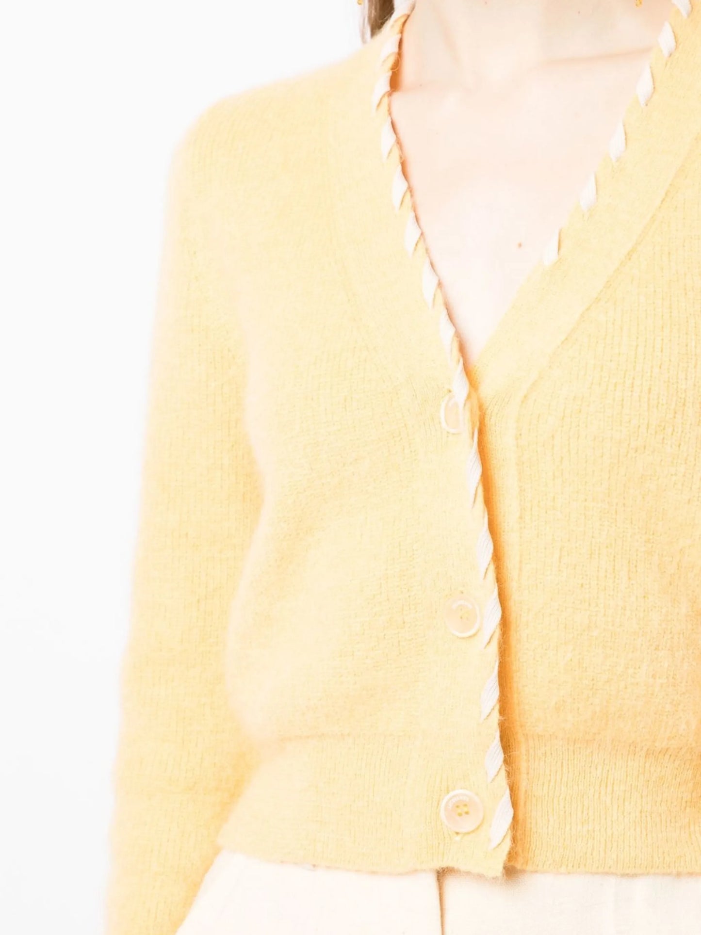 Lazo braid-trim V-neck cardigan