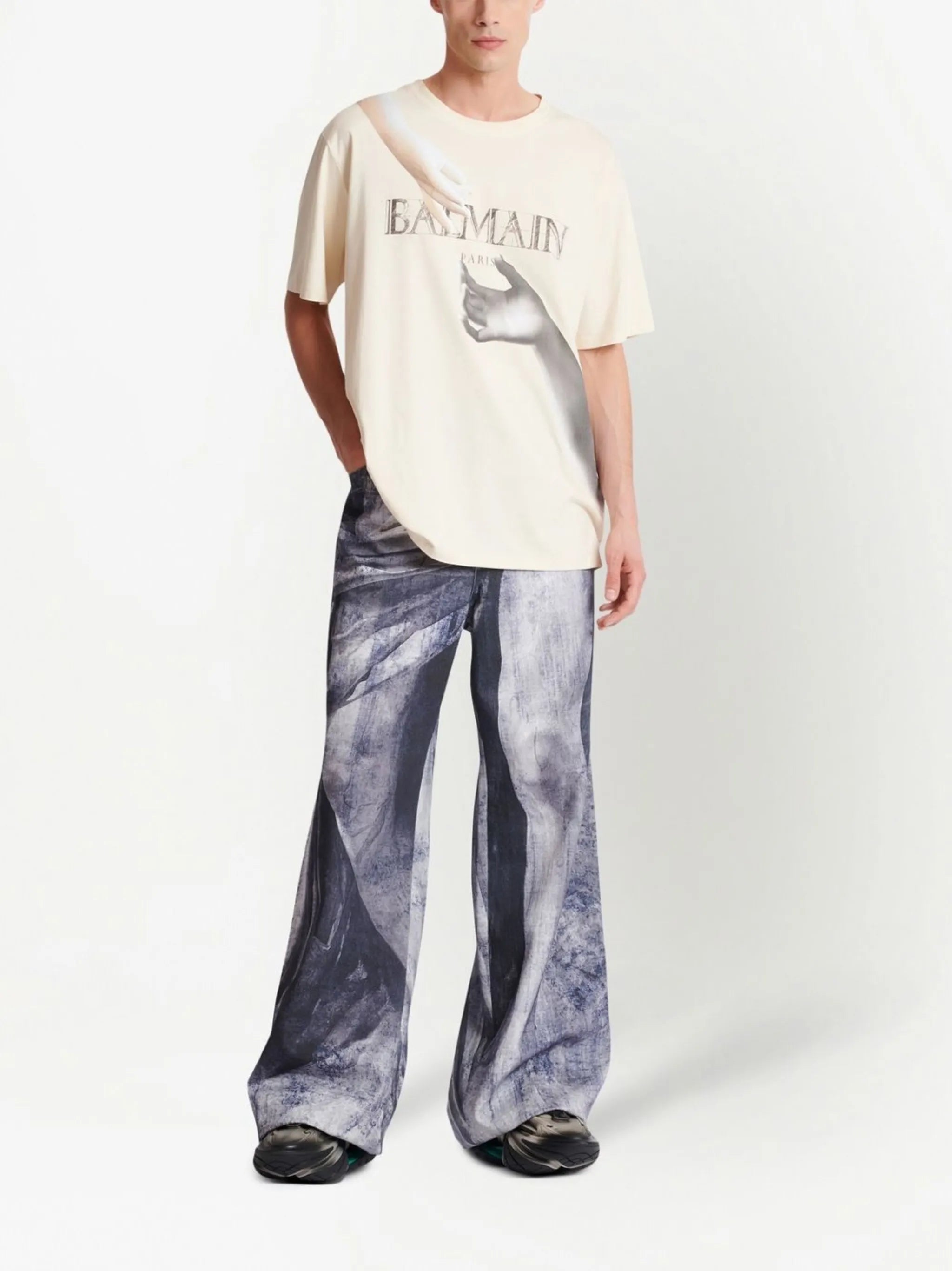 statue-print cotton T-shirt