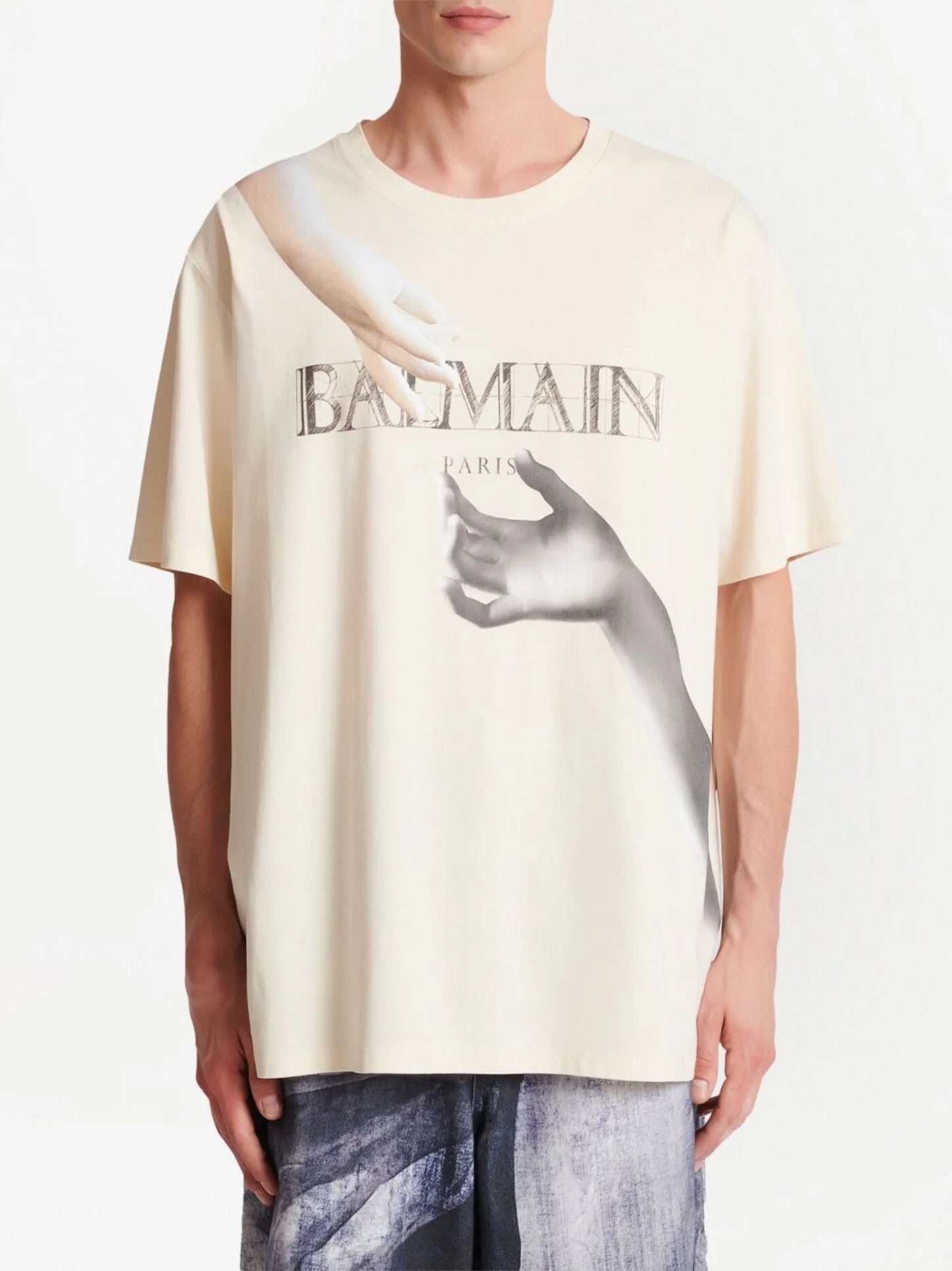 statue-print cotton T-shirt