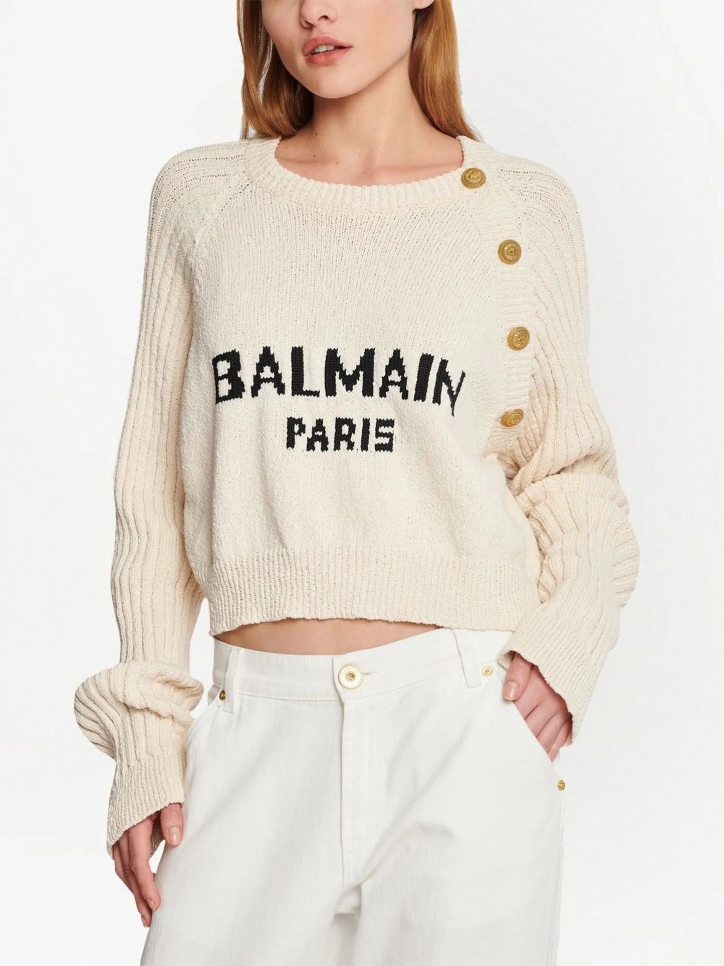 cropped knitted pullover