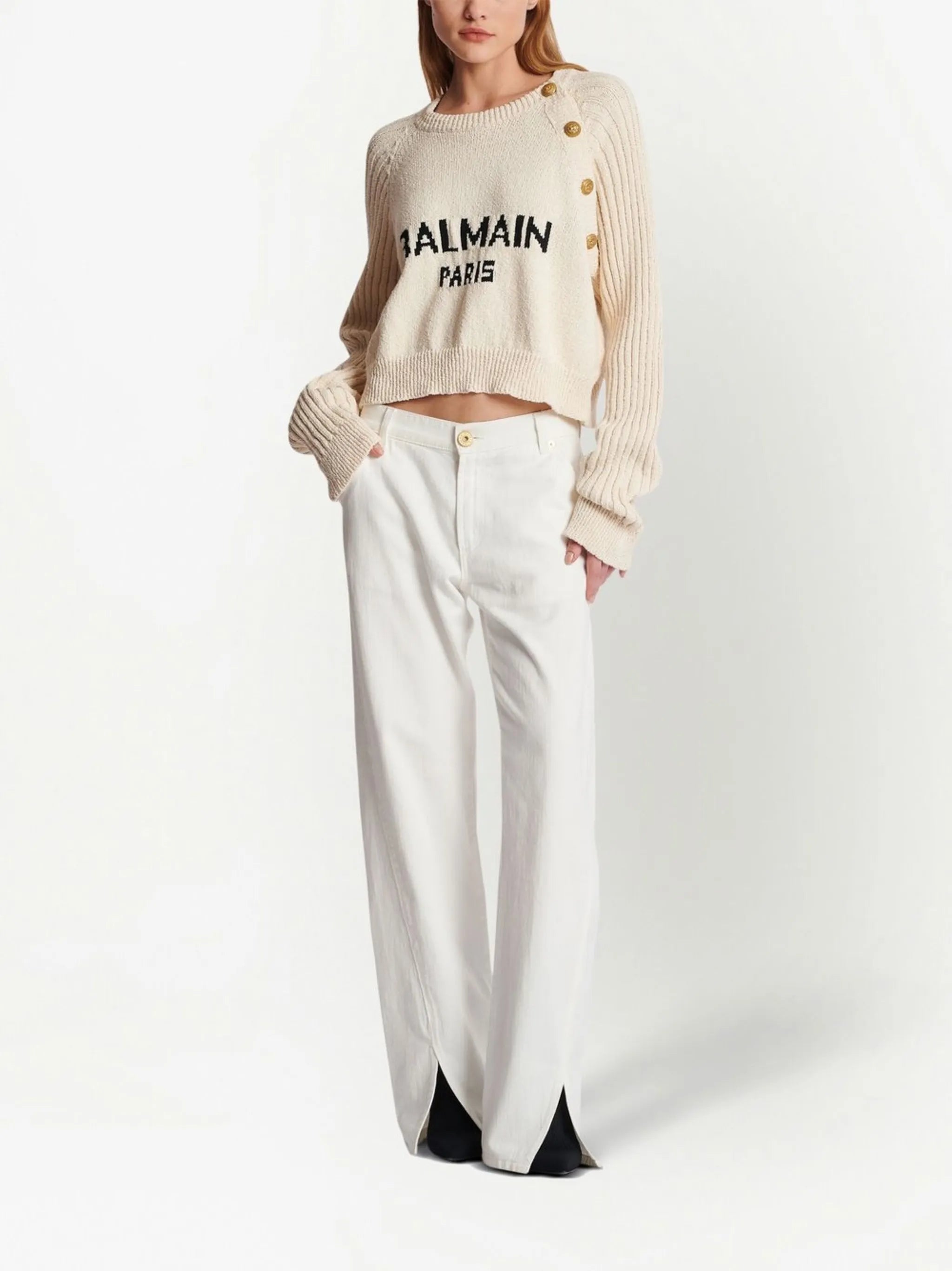 cropped knitted pullover