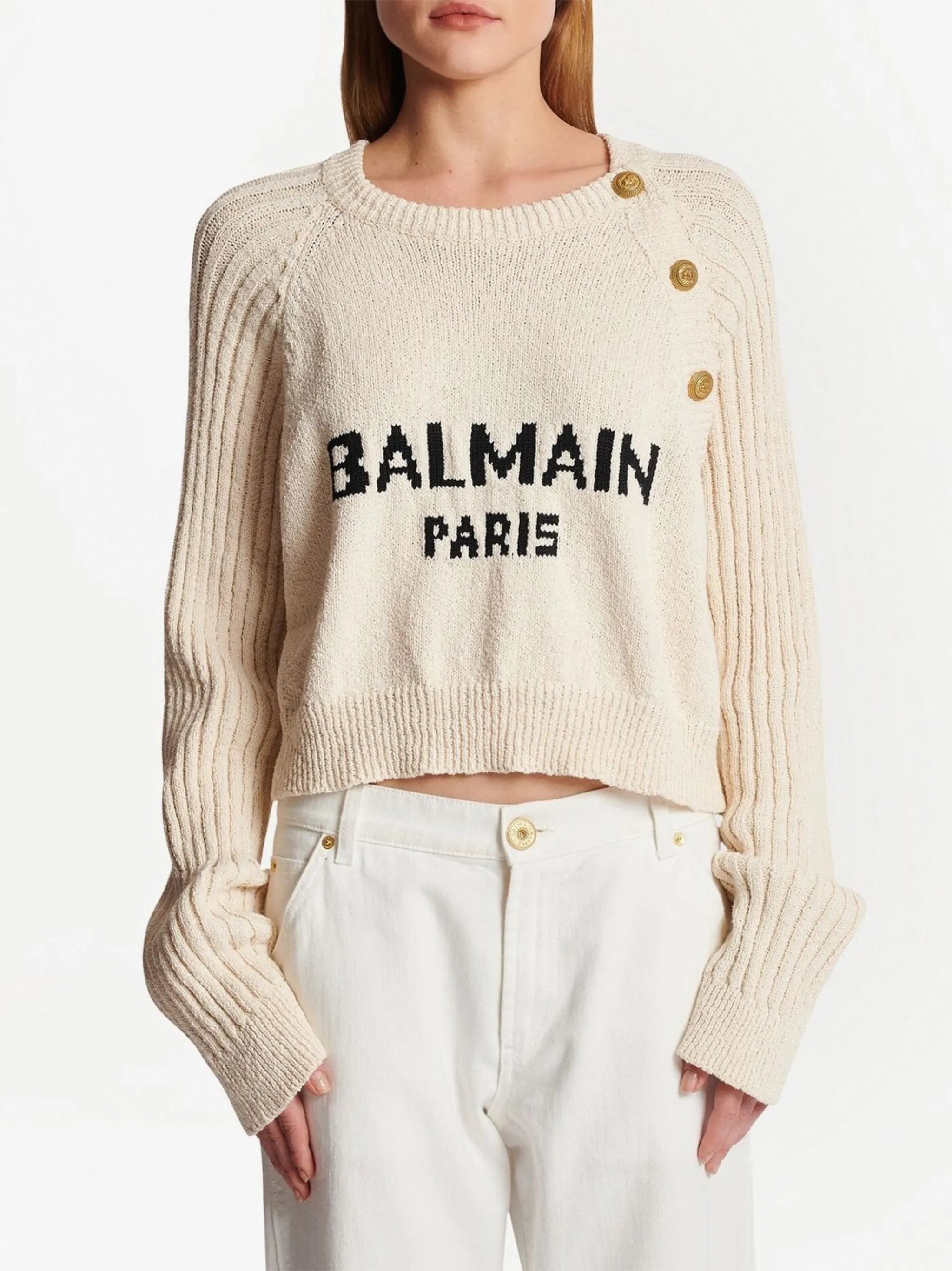 cropped knitted pullover
