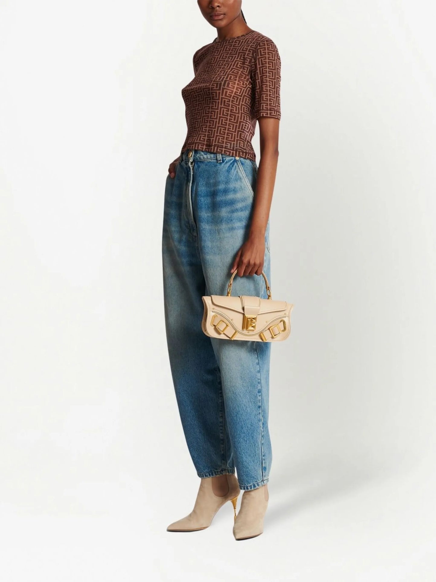monogram-print crop top