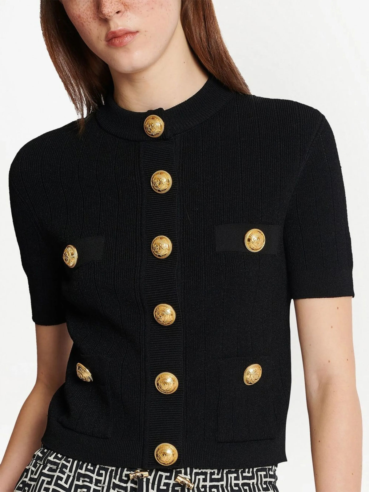 ribbed-knit button-up cardigan