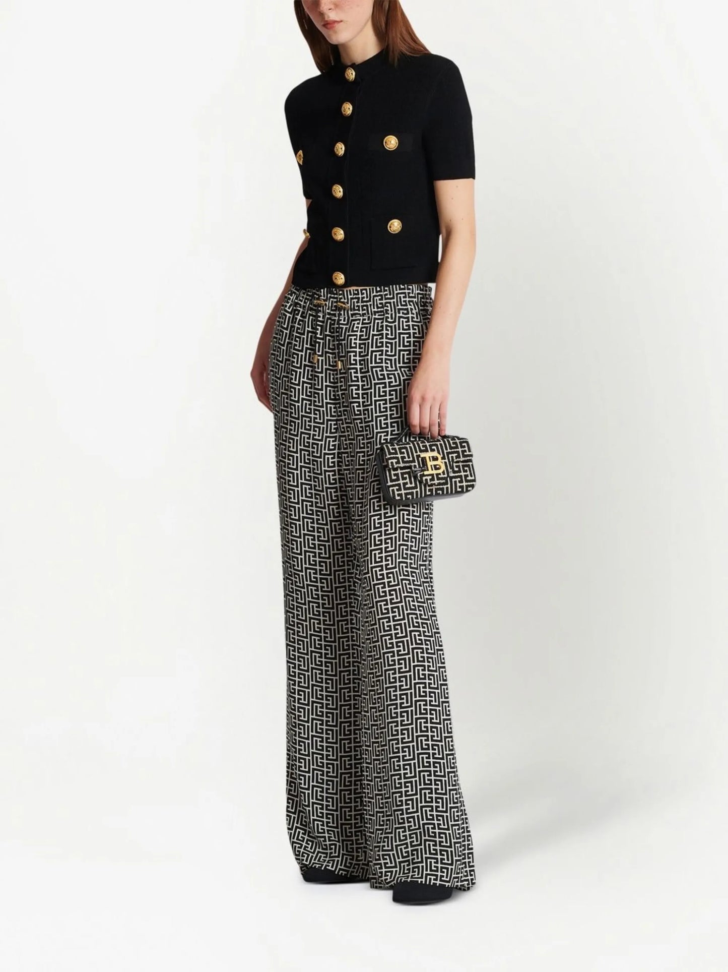 embossed-button short-sleeve cardigan