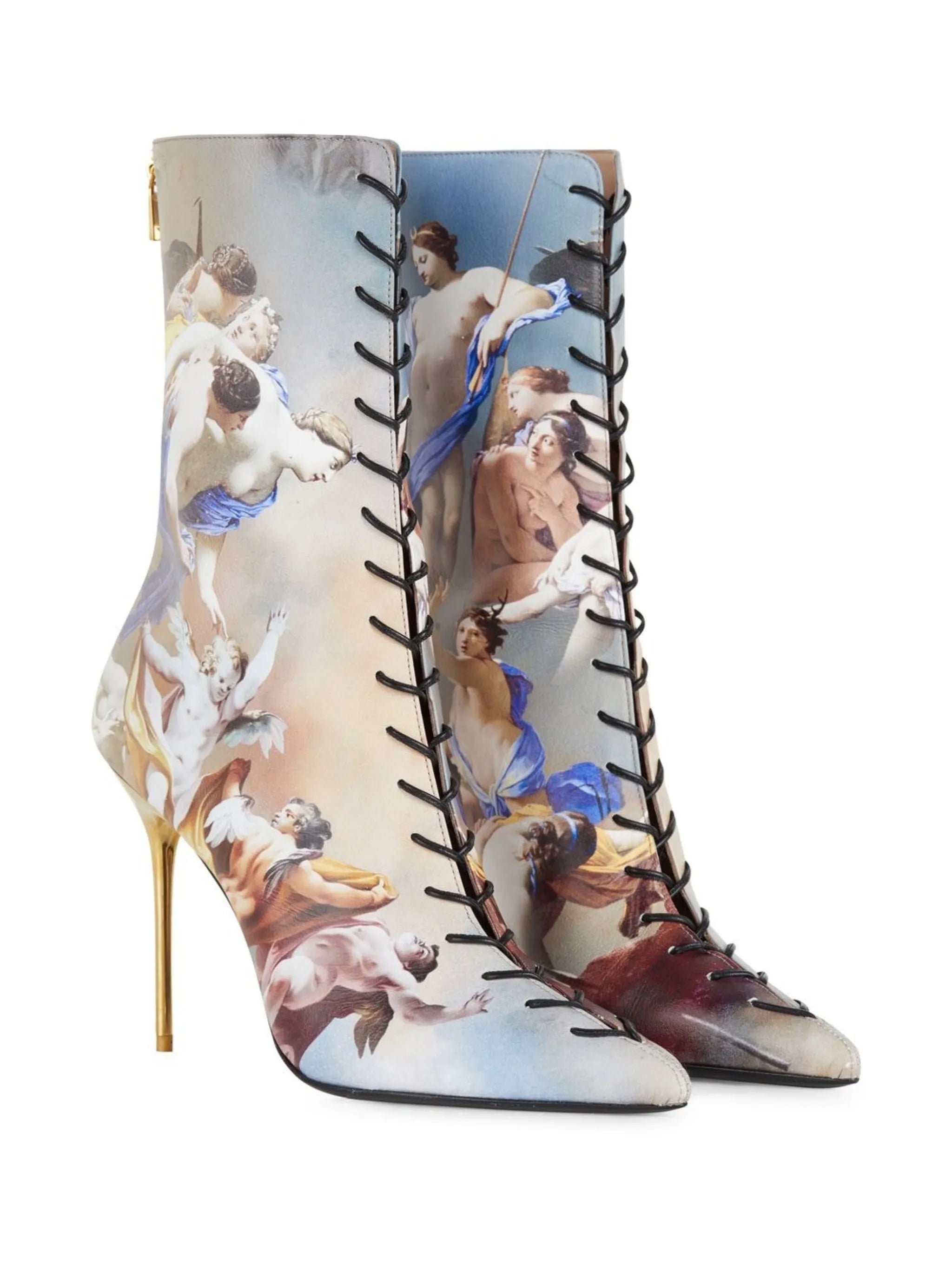 graphic-print lace-up ankle boots