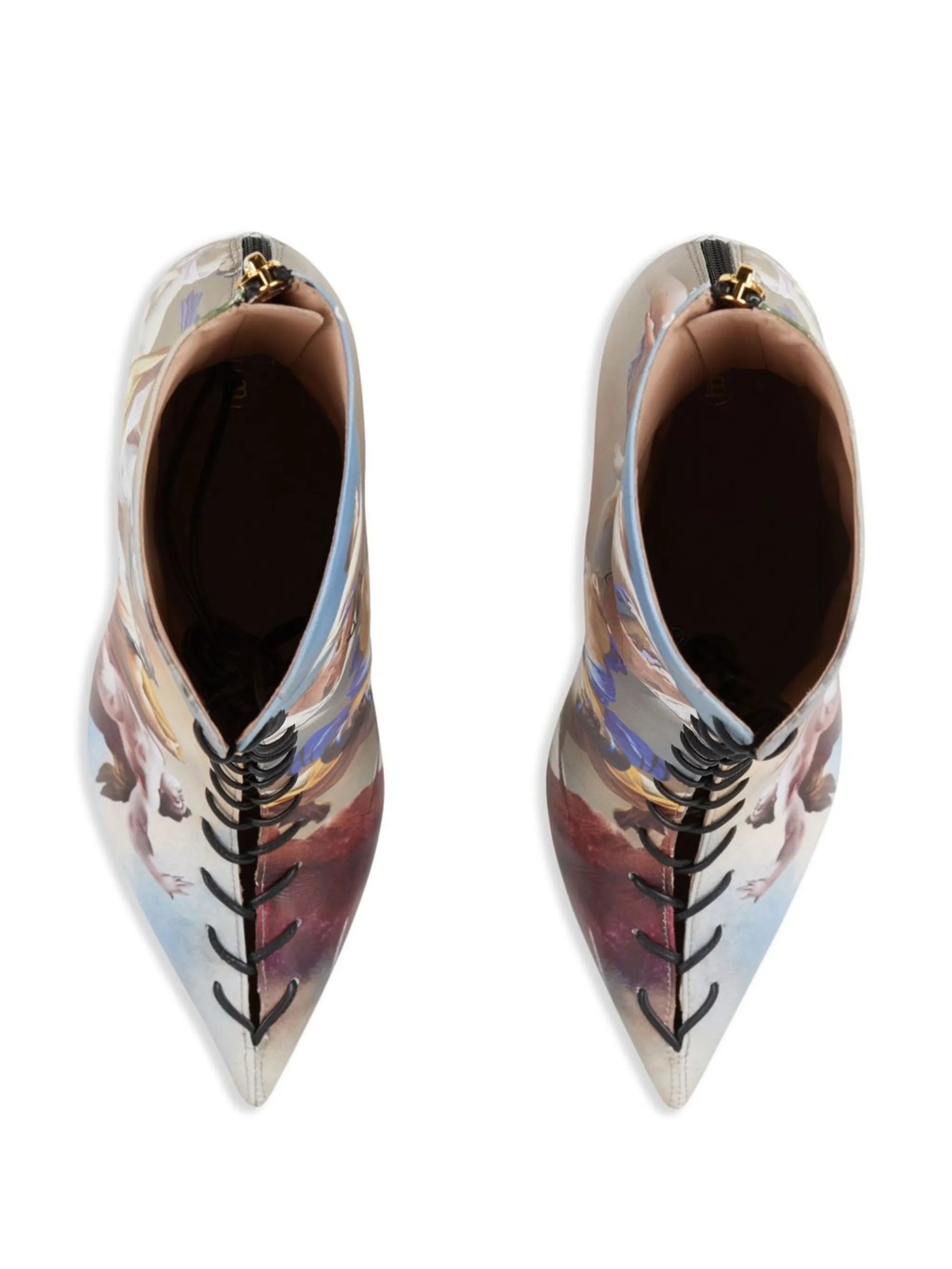 graphic-print lace-up ankle boots