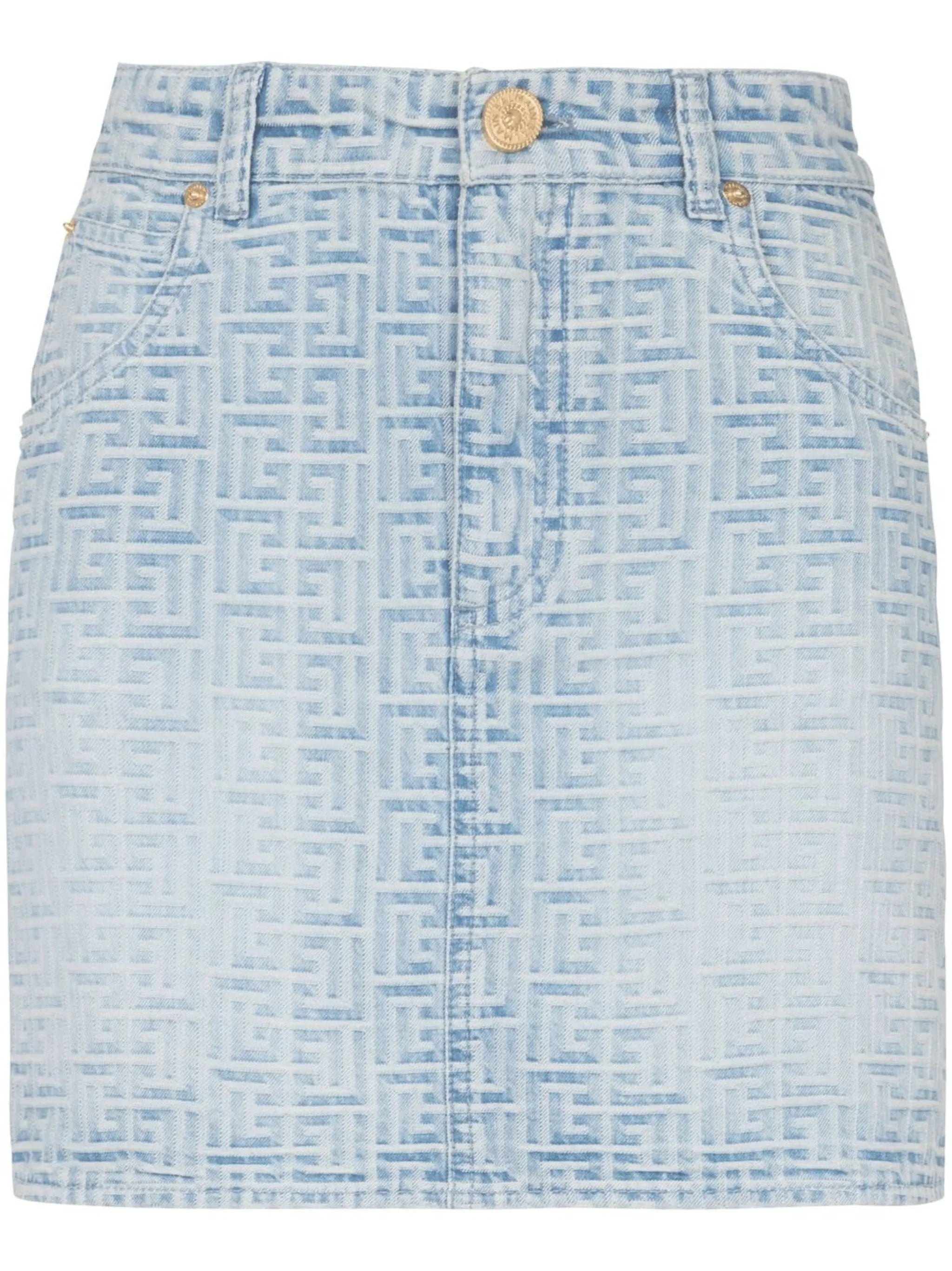 all-over monogram denim skirt