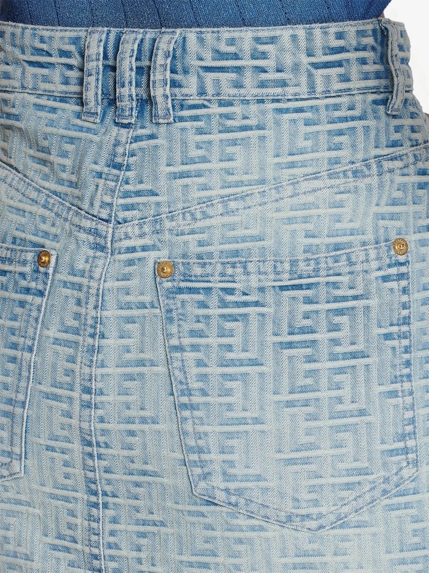 all-over monogram denim skirt