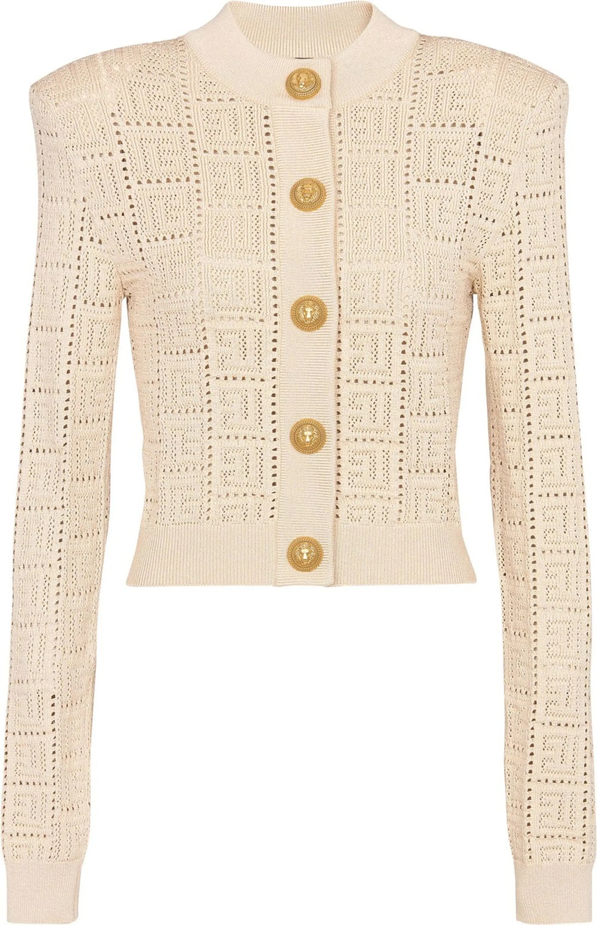 monogram-pattern button-fastening cardigan
