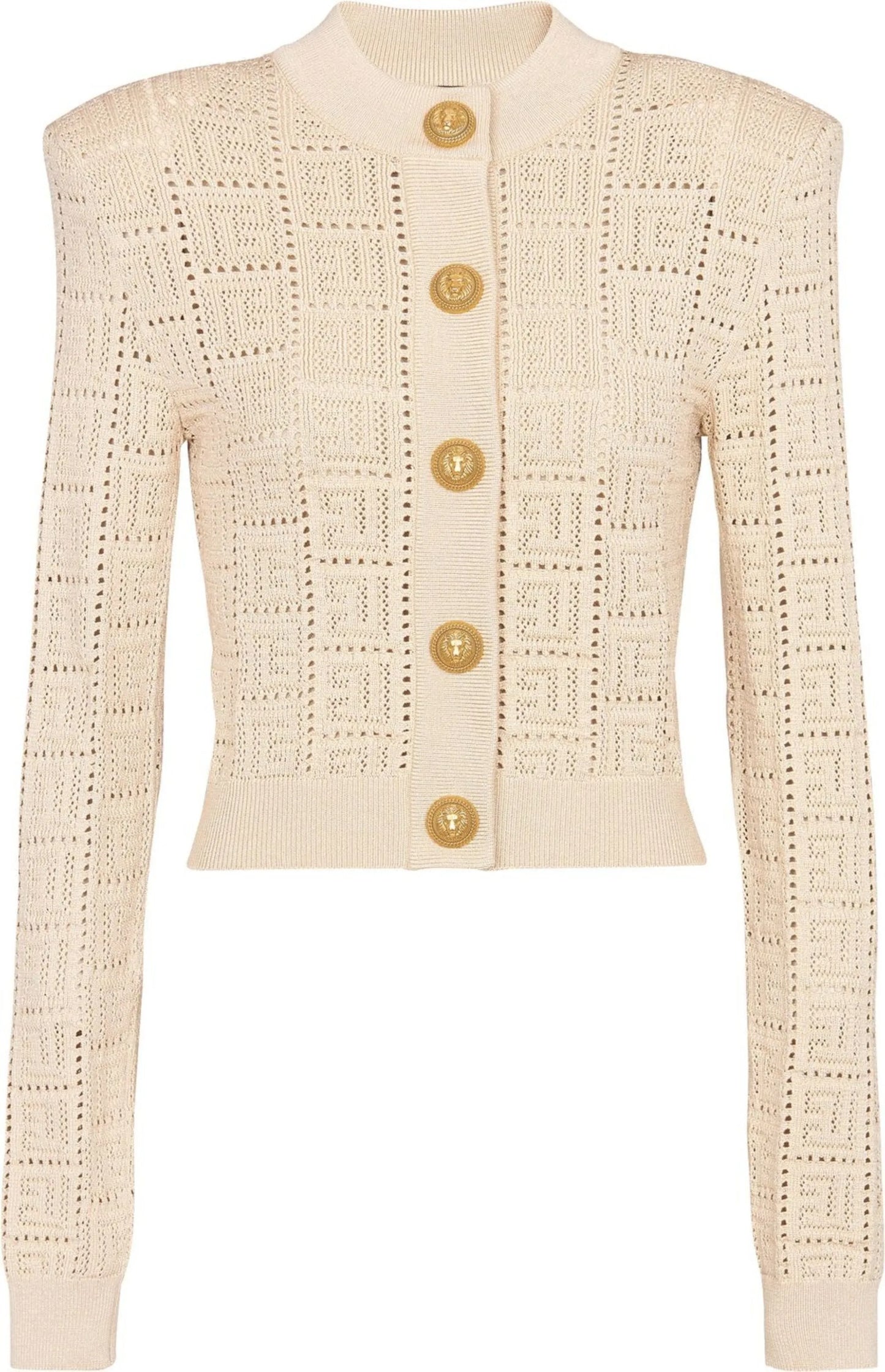 monogram-pattern button-fastening cardigan