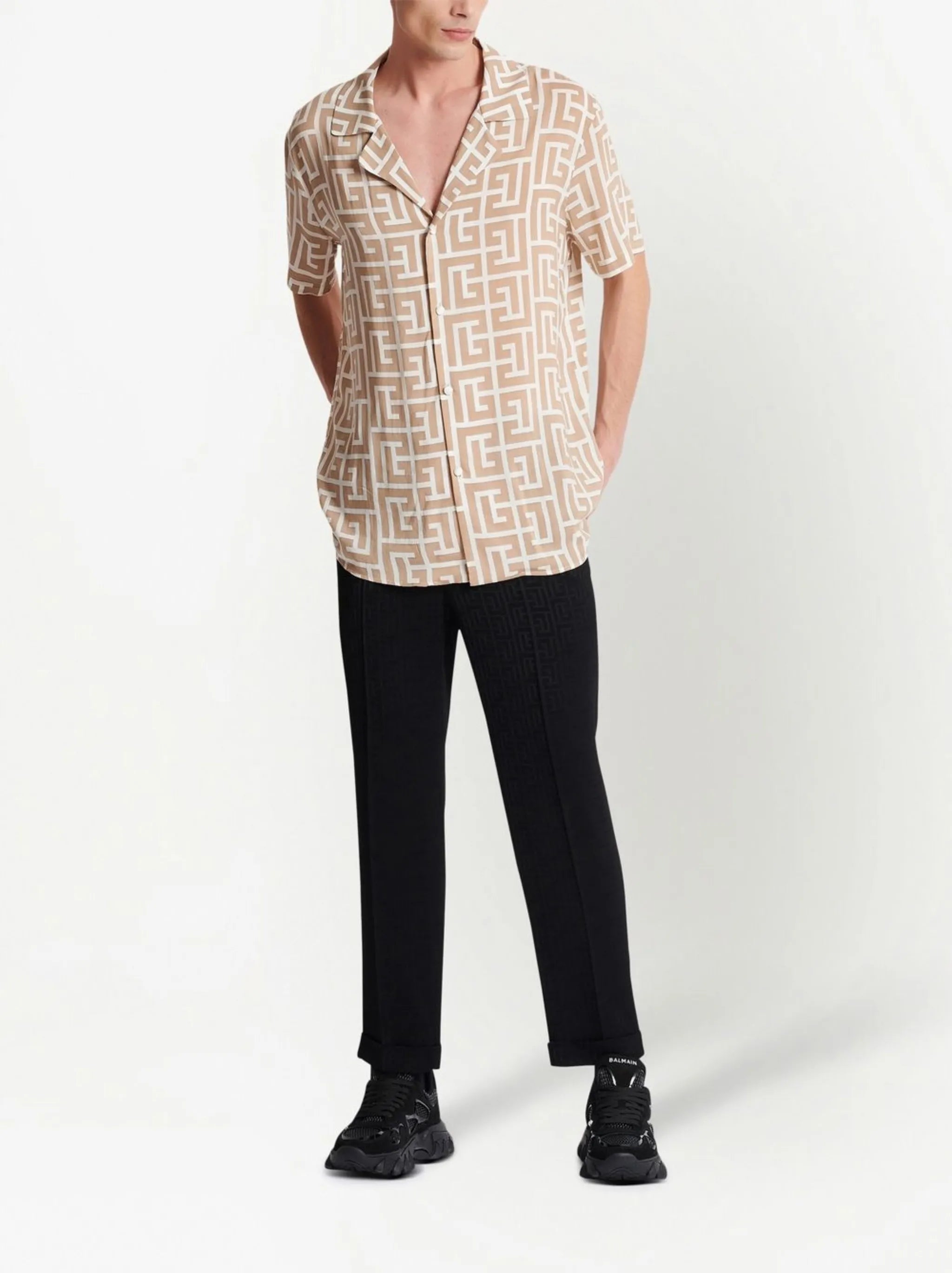 monogram-print short-sleeve shirt