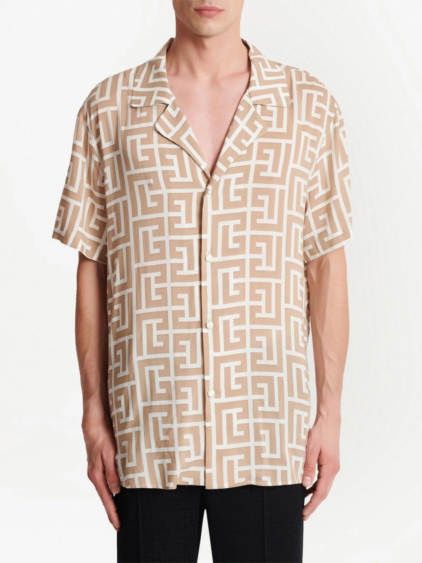 monogram-print short-sleeve shirt