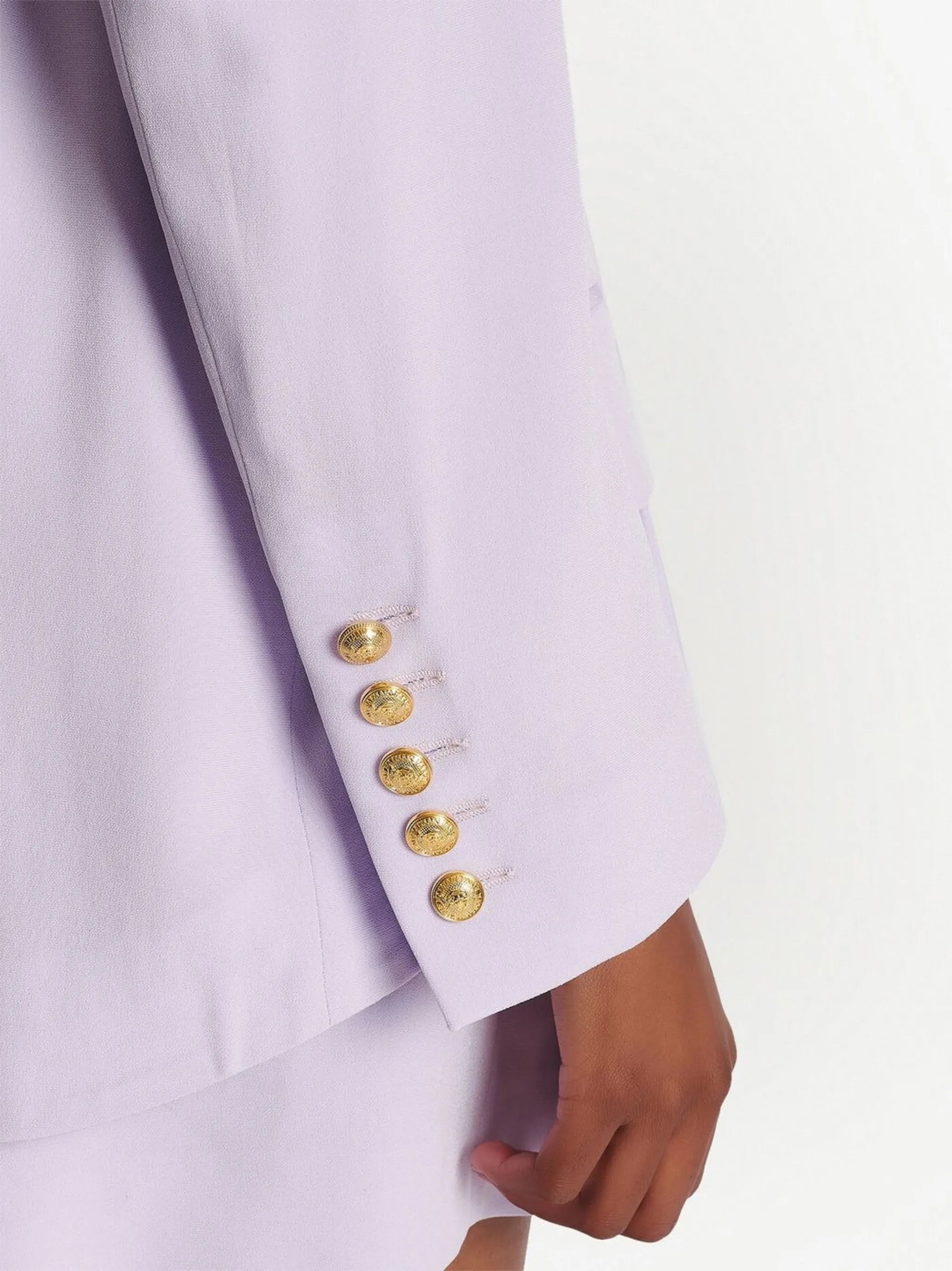 Shawl-collar six-button belted blazer
