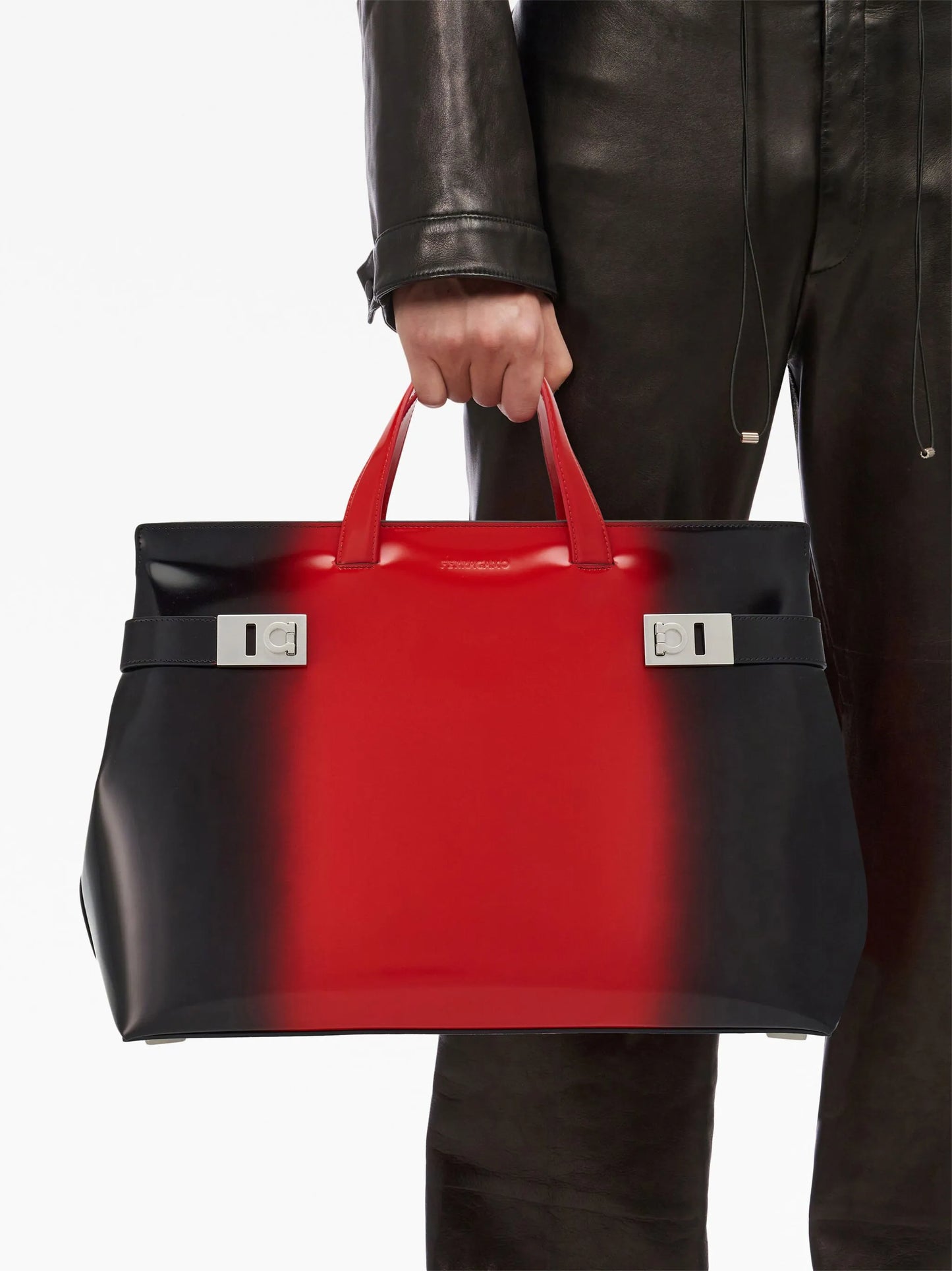 airbrush-effect leather tote