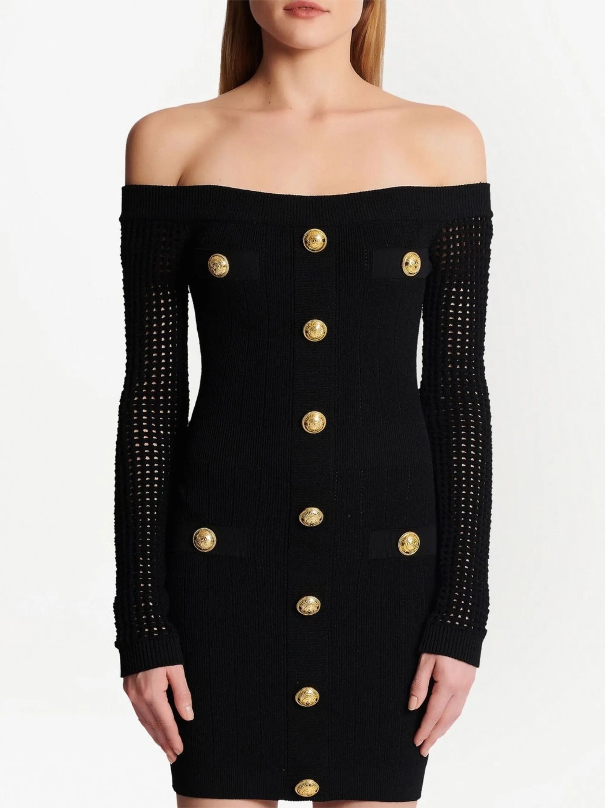 off-shoulder knitted minidress