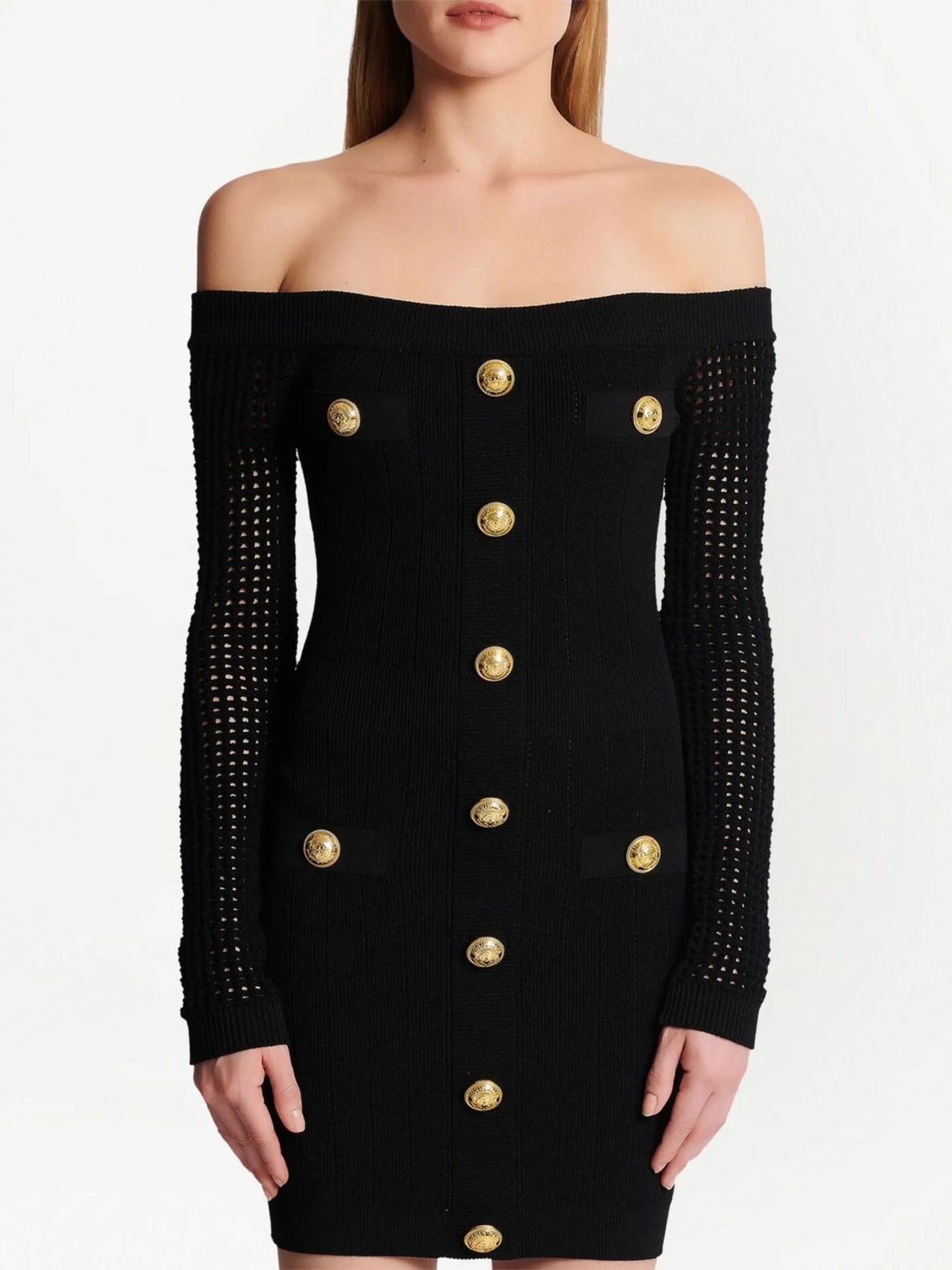 off-shoulder knitted minidress
