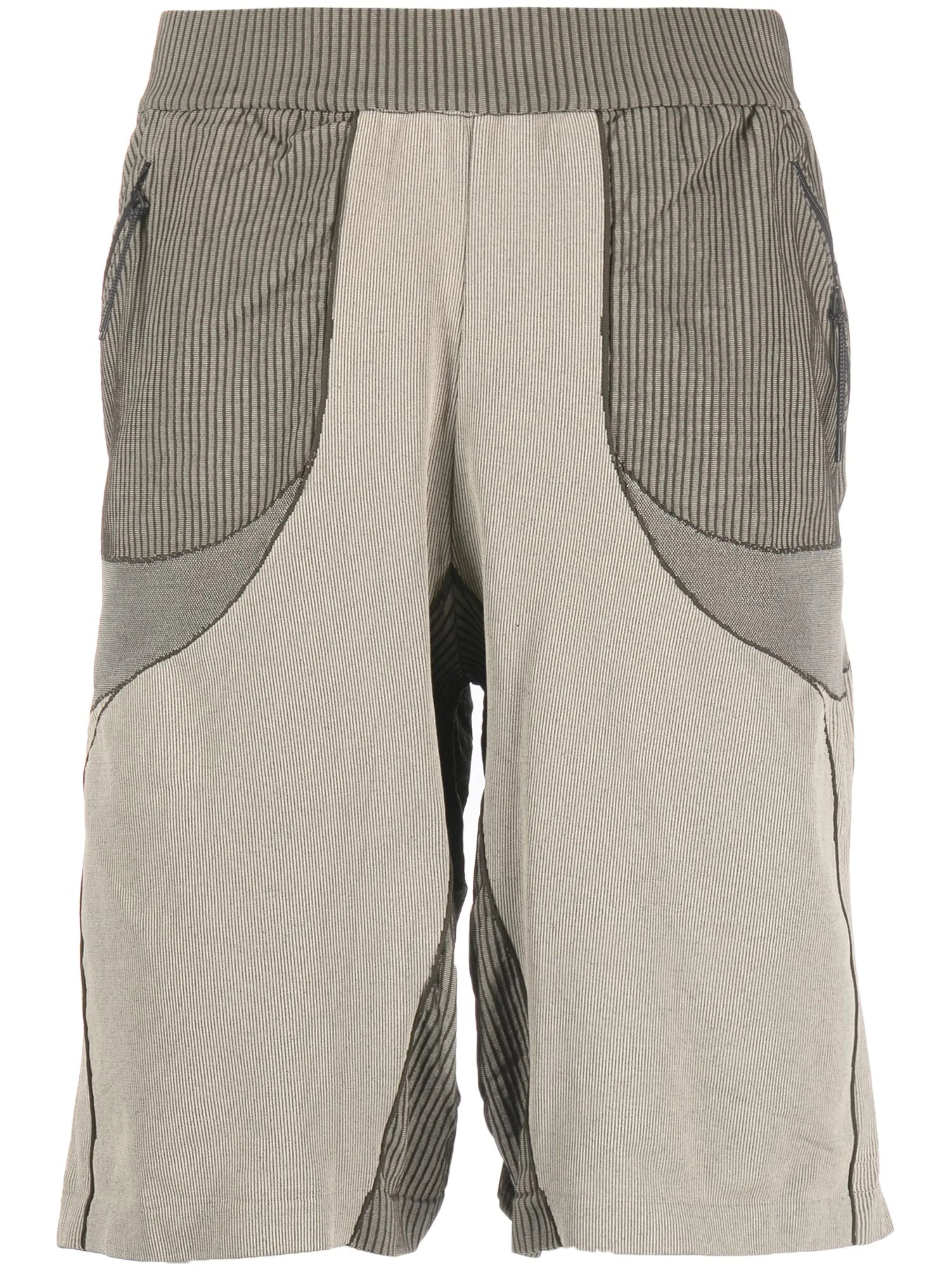 knee-length ribbed track shorts